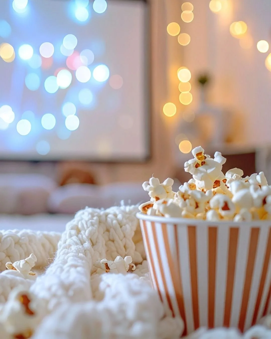 popcorn and a Christmas movie
