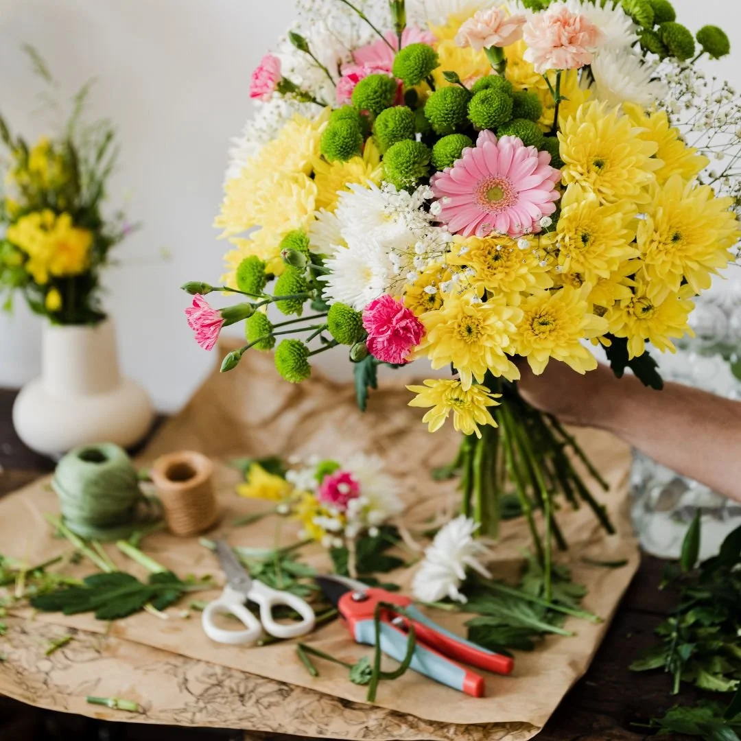 flower bouquet and supplies