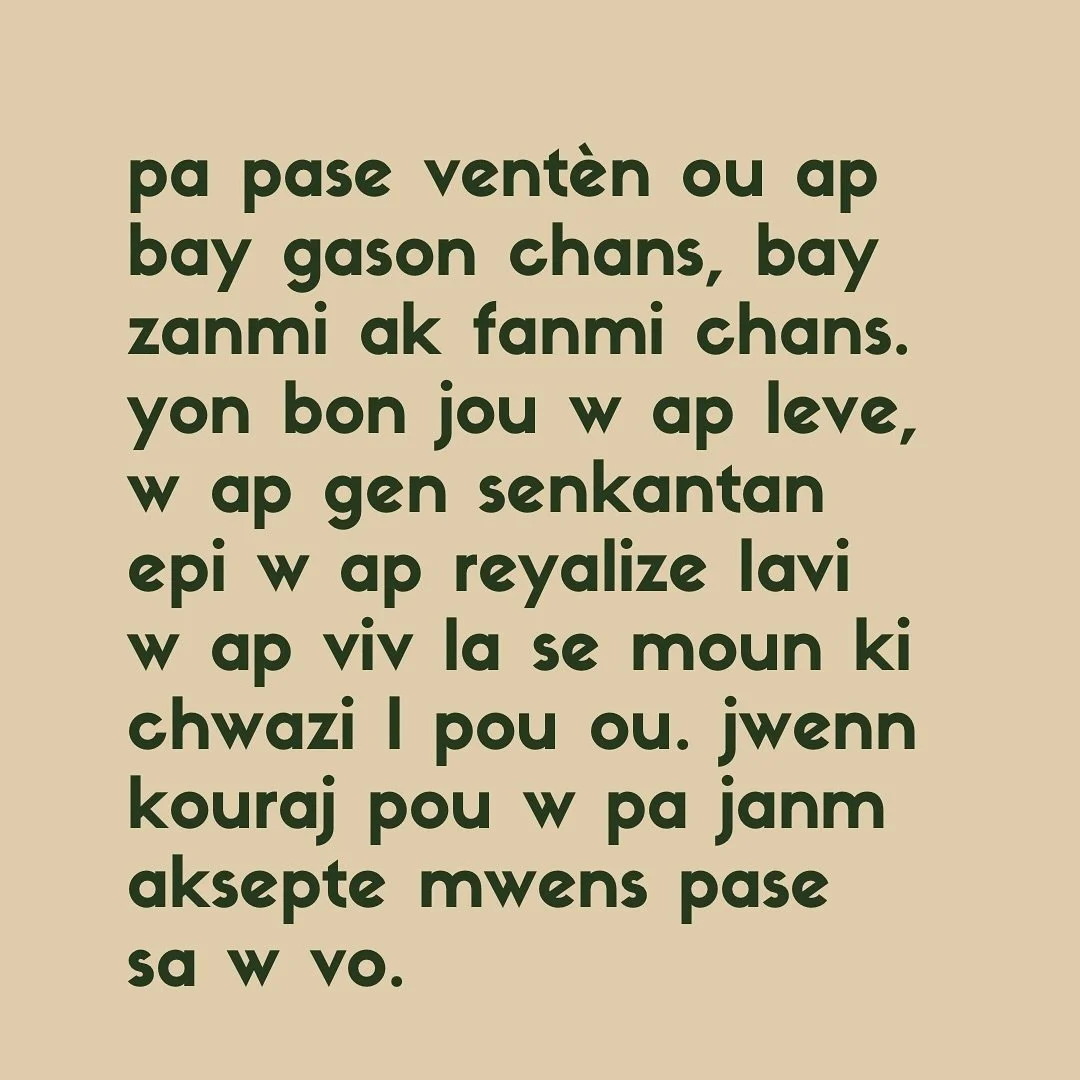 Kanpe dan 😬

#S&egrave;tz&egrave;l #OuPansewGenTan #JouYoLong #MenAneYoKout #PaP&egrave;diTanw #ChwaziKiMounWapMetNanS&egrave;kOu #ToutGasonPaKaNonmOu #PaRetePaskewVleBag #BatBoydaw #SeOuKiPouSiveT&egrave;tOu #KonstwiLaviwVleA #SaAPranToutSawPosede 