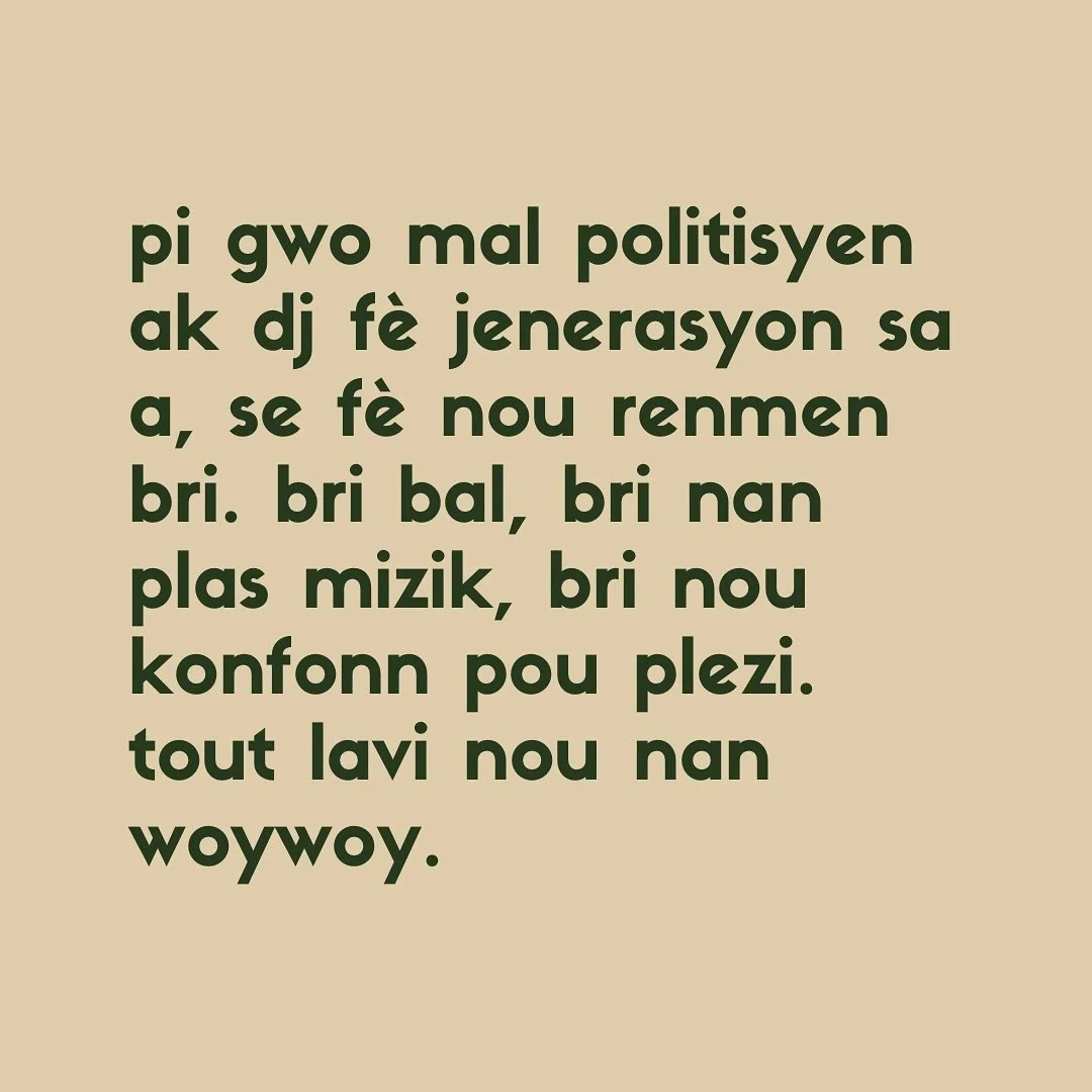 Bagay sa a depase m 🫨

#S&egrave;tz&egrave;l #JenerasyonSakrifye 
#NouToutTonbeNanEstera #PaGenJouPaGenNwit #FwenkBayMounT&egrave;tYo #YoManjelNanMenNou #NouPaKonnSaKiReleLap&egrave; #ToutMizikTounenBri #F&ograve;wAprannRetNanSilans #S&egrave;vowPaK