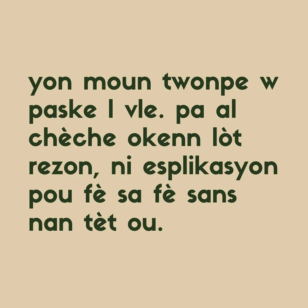 Se sa l chwazi. Ou menm kisa w chwazi? 🧐

#S&egrave;tz&egrave;l #PaKiteAwousaF&egrave;wTounenTiBwa #SawDeside #MoveRslasyonKaTiyew #SispannBayEpavChans #LiPaMenmKaF&egrave;wVoyeMenm #OuPansewGenTan #OuPaDweP&egrave;sonnRelasyonLong #SeT&egrave;tOuPo
