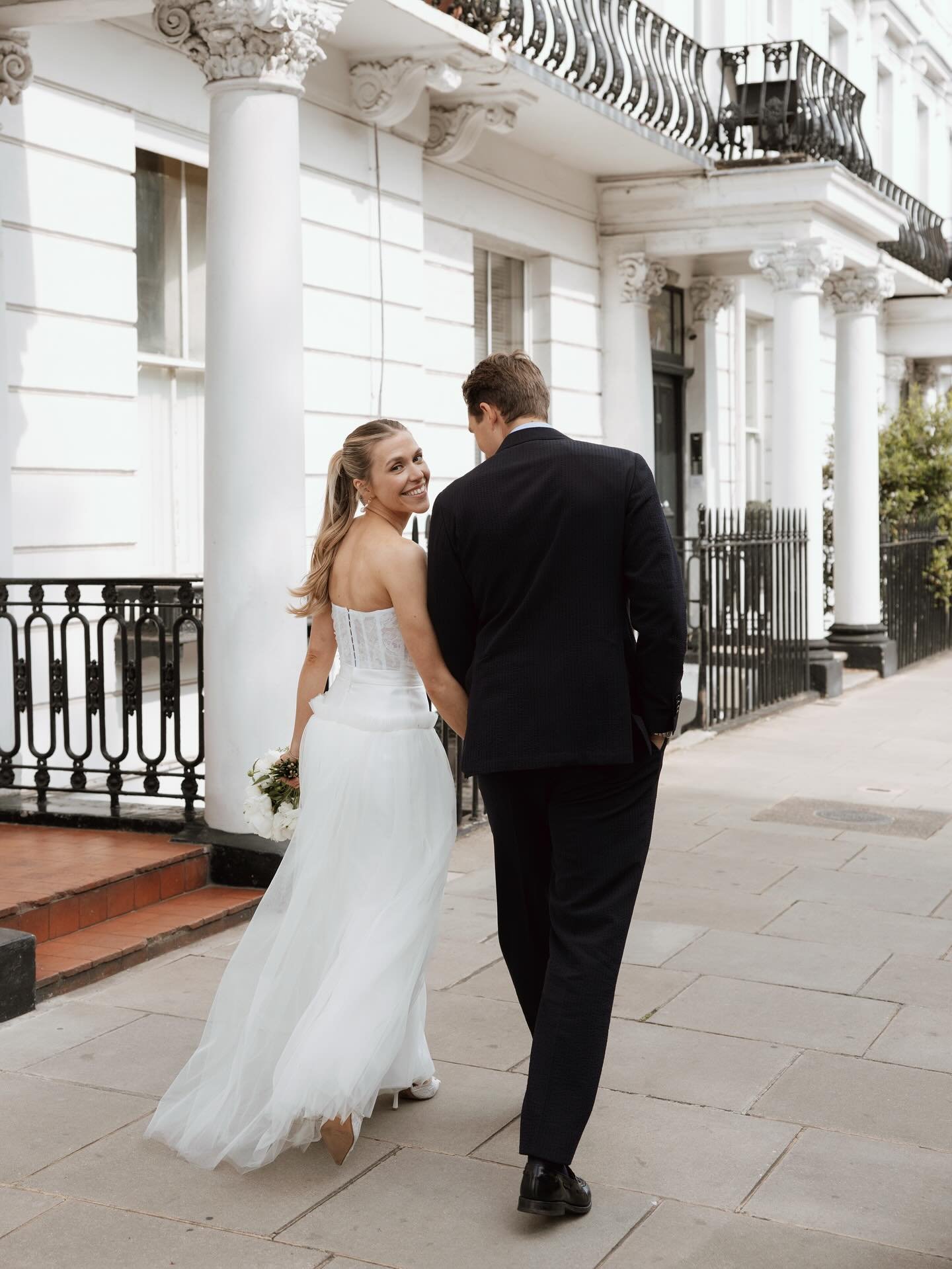 Hannah and Dom at Chelsea Town Hall. What a day! A Scottish piper accompanying the party to The Phene for drinks, a big red bus around town, then on to Wild by Tart for some wild ABBA dancing and an incredible evening of food, speeches and partying f