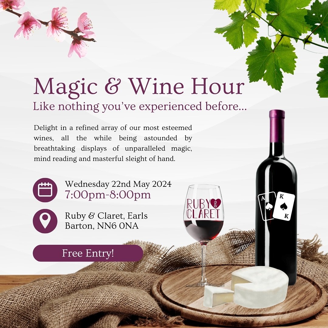 Food&hellip;Cheese&hellip;Wine&hellip;Magic&hellip;

It doesn&rsquo;t get much better than that! If you fancy a chilled night out with some mind boggling entertainment, then get yourself along to the @rubyandclaret on Wednesday 22nd May 2024!

#wine 