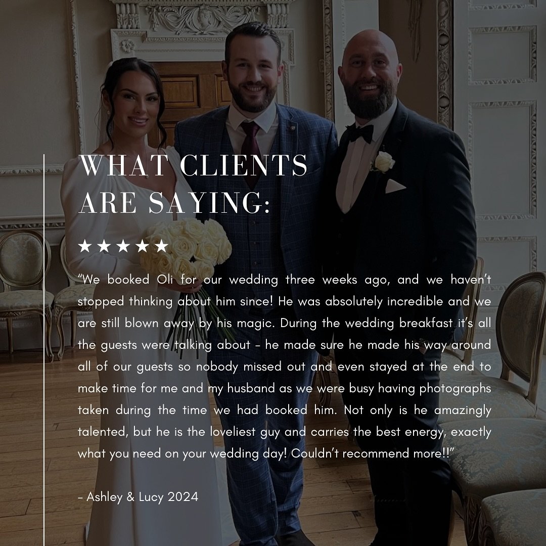 &ldquo;Exactly what you need on your wedding day!&rdquo;💍

How lucky I am to be able to create memories for people like this 💕

Thank you again to Ashley &amp; Lucy for having me ☺️

#weddingbreakfast #drinksreception #weddingmagician #weddingmagic