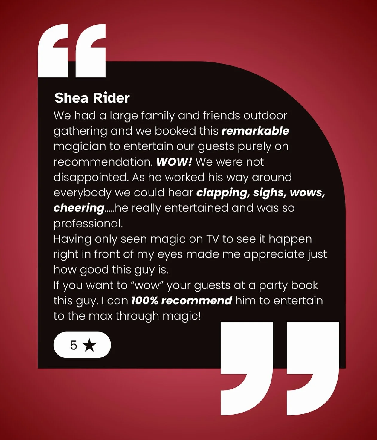 The whole garden started clapping&hellip; that&rsquo;s when you know the magic&rsquo;s landed 🎩🔥

Shea booked me for a family party - no stage, no script, just raw reactions.
A few tricks in and suddenly it&rsquo;s gasps, wows, and WHAT JUST HAPPEN