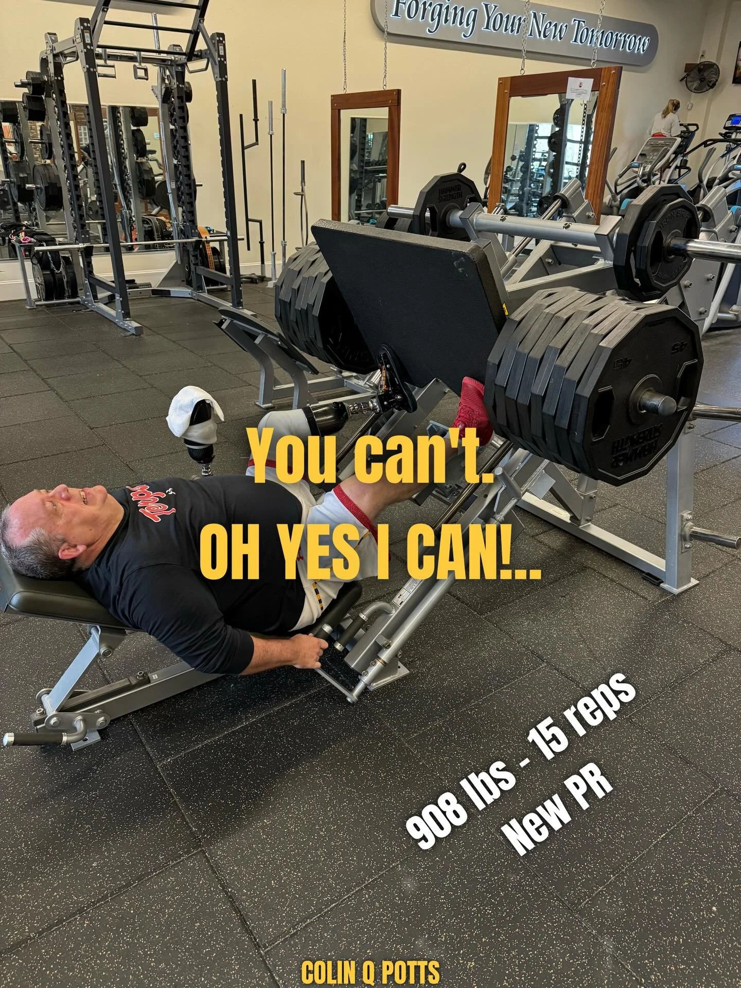 Amputee strong! You can&rsquo;t - oh yes I can! 908 lbs 15 reps! A new PR! Happy Friday!! Keep smiling!! Colin

#amputee #amputeelife #motivational #beyourbest #nevergiveup