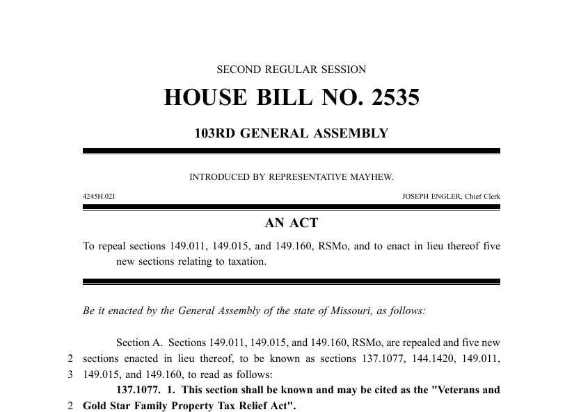 Mayhew Files Landmark Veterans Legislation