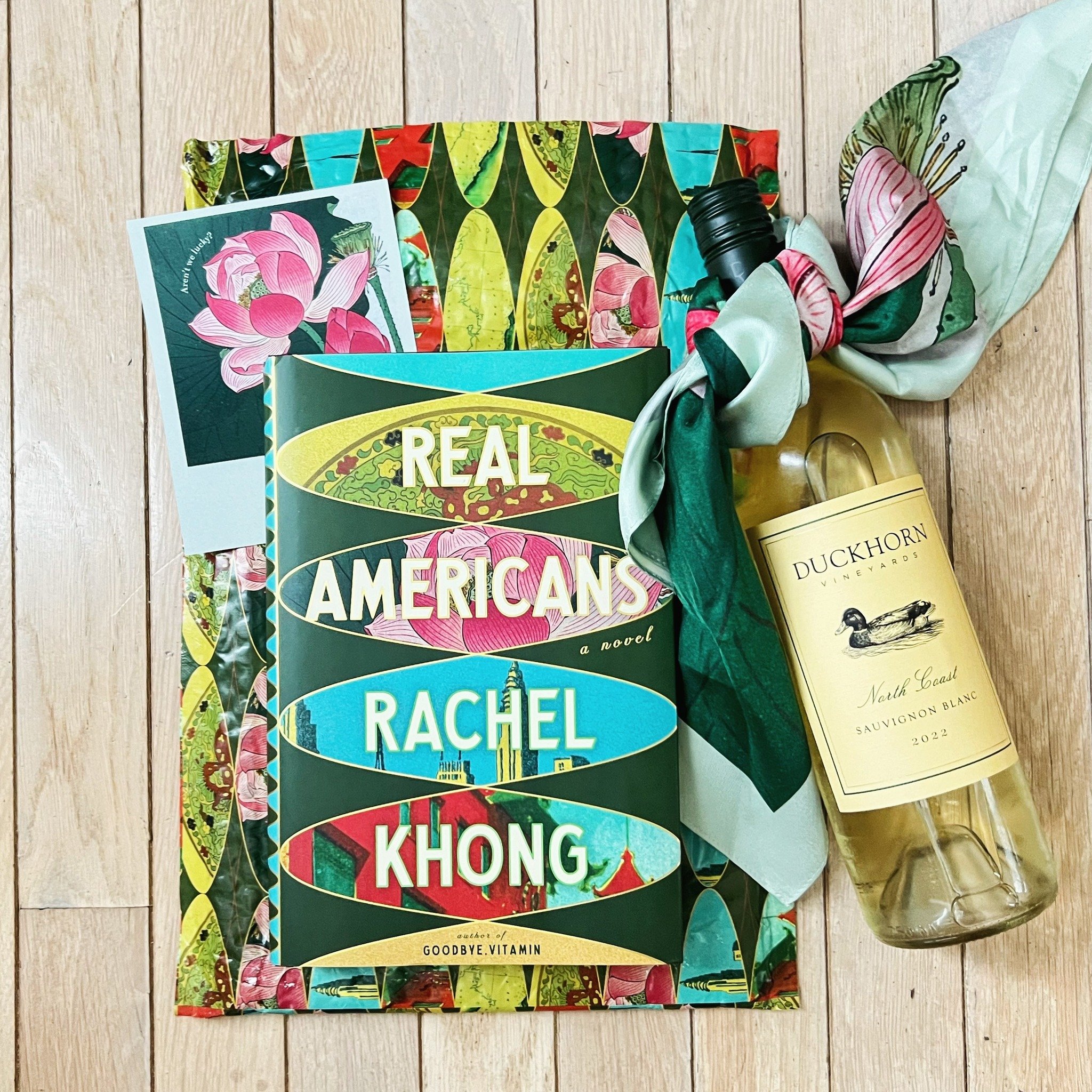 REAL AMERICANS by @rrrrrrrachelkhong is out in the world today! 🥳 Thank you @aaknopf for this lovely #bookmail. I was super excited that the postcard had a QR code with a gifted @prhaudio audiobook via @librofm. As an audiobook lover, I really like 