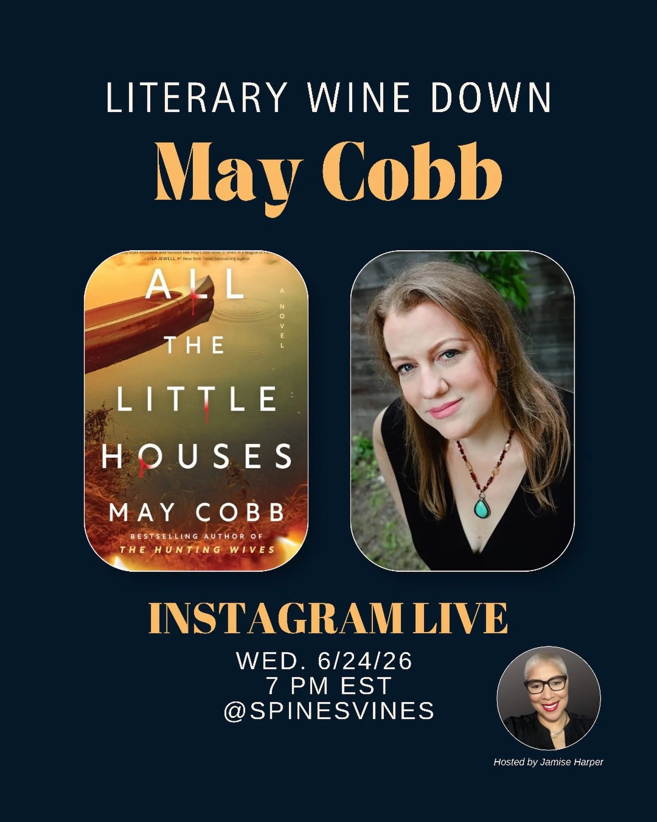 Get ready for another Literary Wine Down! 📚🍷🎉

I&rsquo;m super excited to chat with bestselling author @may_cobb about her latest thriller, ALL THE LITTLE HOUSES. There&rsquo;s so much to unpack with this one. Small-town drama, mean girls, mean mo