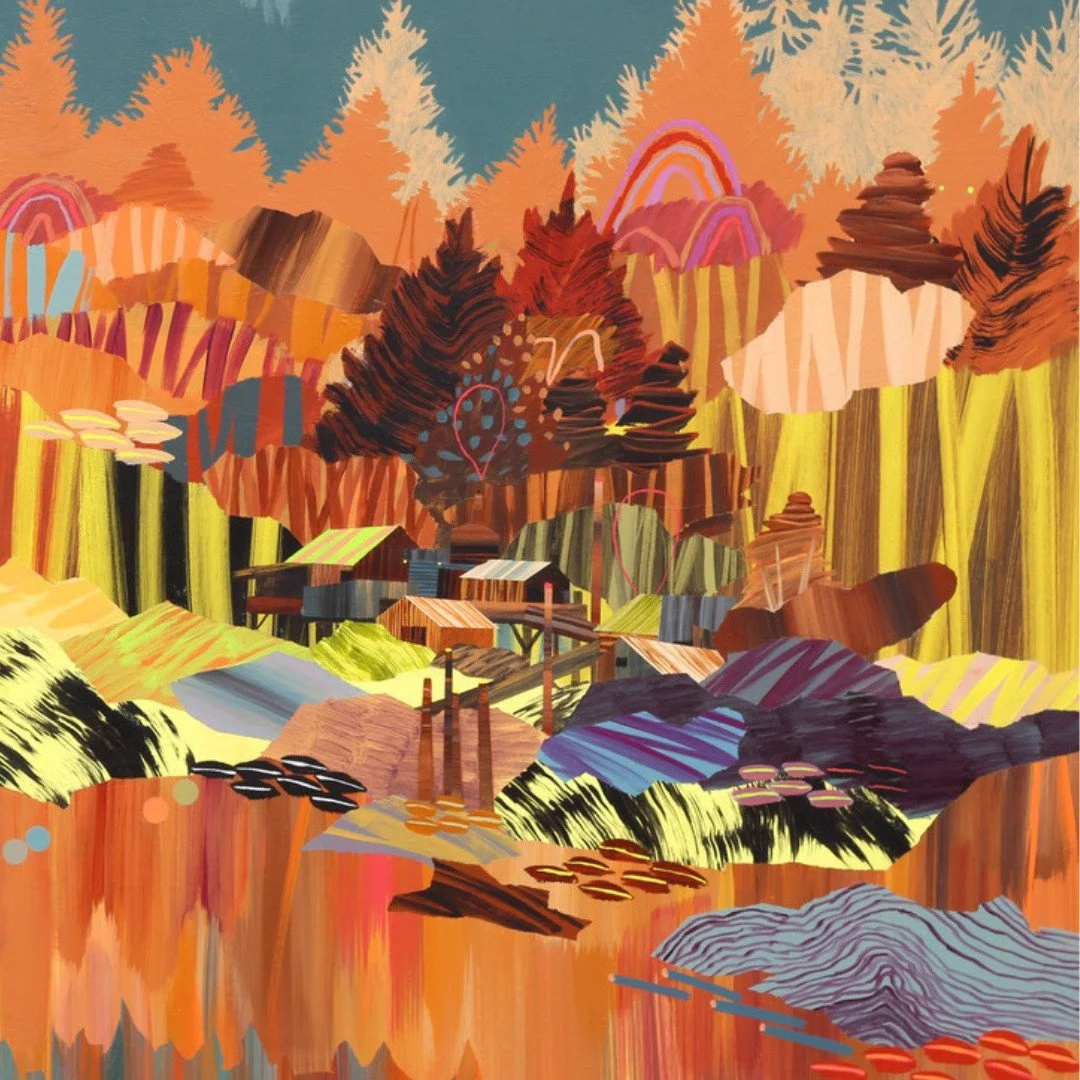 Coastal warmth meets abstract wonder. 🍂✨⁠
⁠
@iantangalleryvancouver is featuring Adaptations &mdash; a stunning 36&quot; x 48&quot; piece by artist Meghan Hildebrand. With vibrant oranges and deep crimsons sweeping across coastal forests, the work c