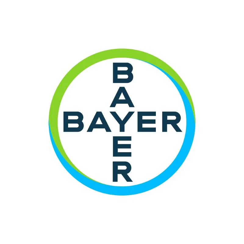Bayer logo with the company's name arranged in a cross inside a circle with blue and green outlines.