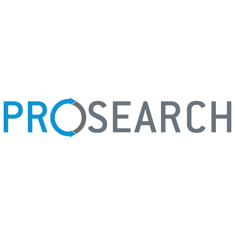 ProSearch logo with the word 'PRO' in blue and 'SEARCH' in gray, featuring a circular arrow integrated into the letter 'O'.