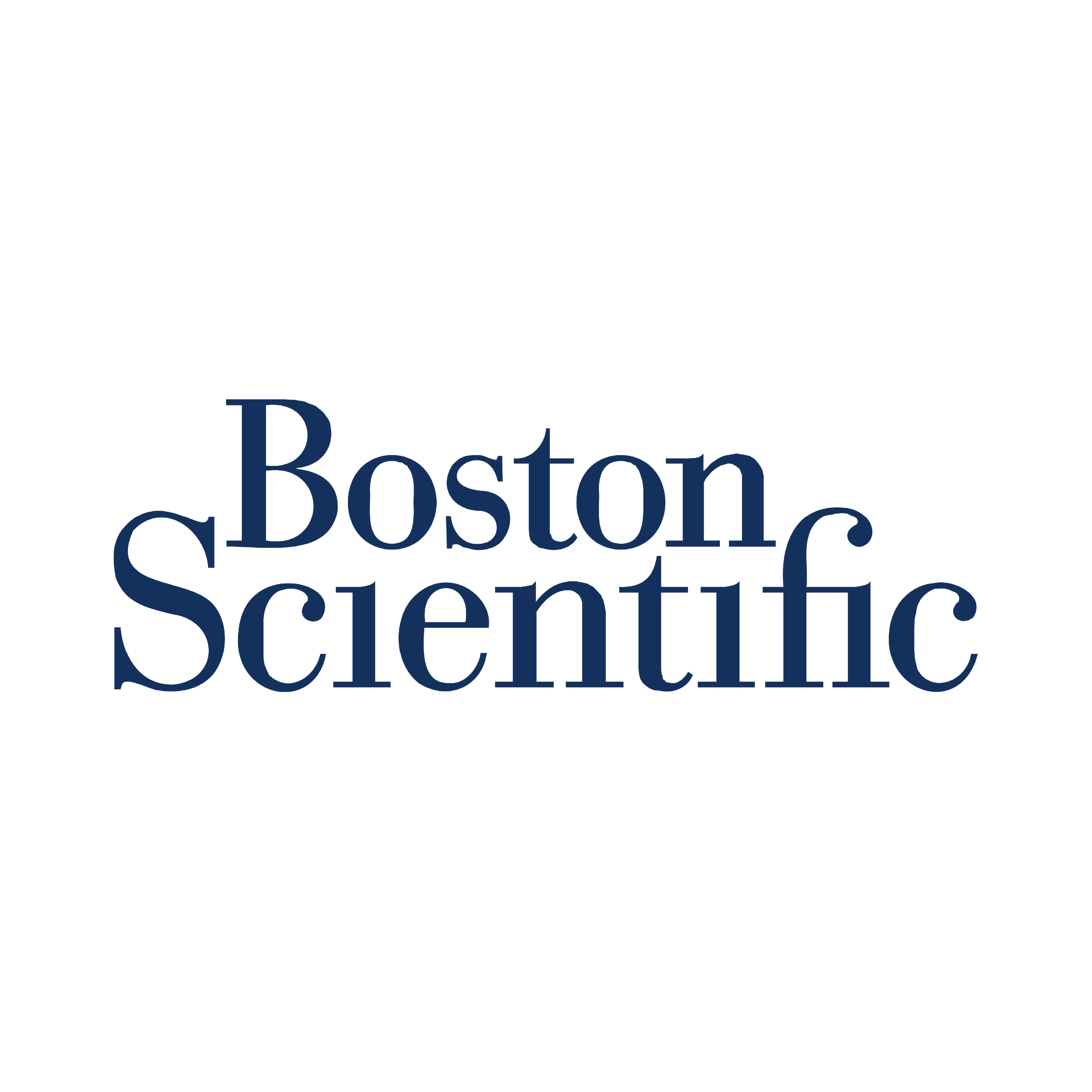 The logo features the name 'Boston Scientific' with 'Boston' in dark blue and 'Scientific' in a slightly smaller font, arranged vertically.