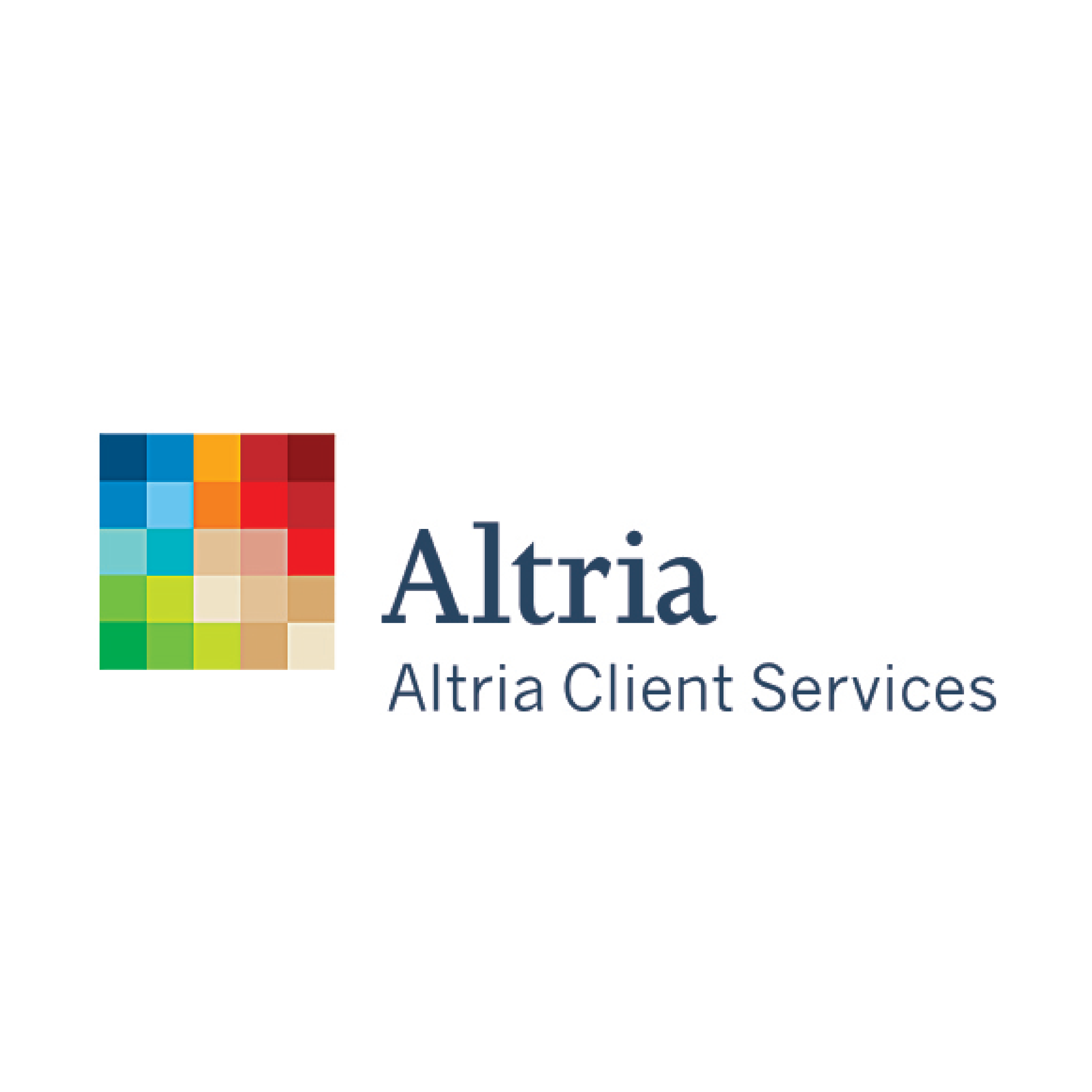 The Altria logo consists of a multicolored square made of smaller squares, accompanied by the text "Altria" and "Altria Client Services" in blue.