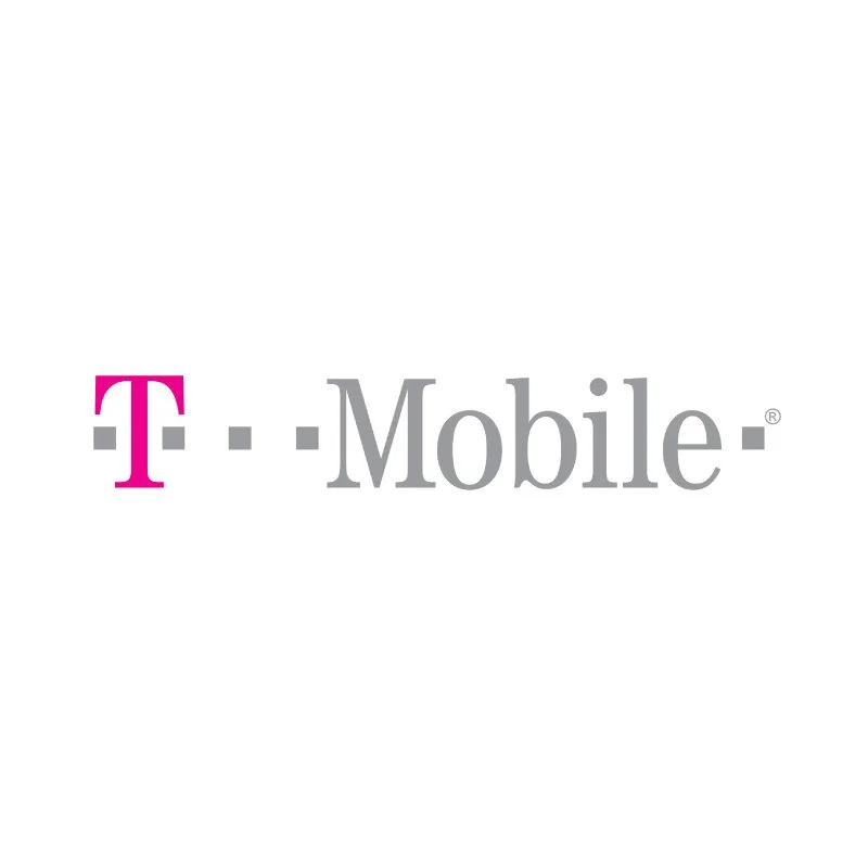 T-Mobile logo in pink and gray letters