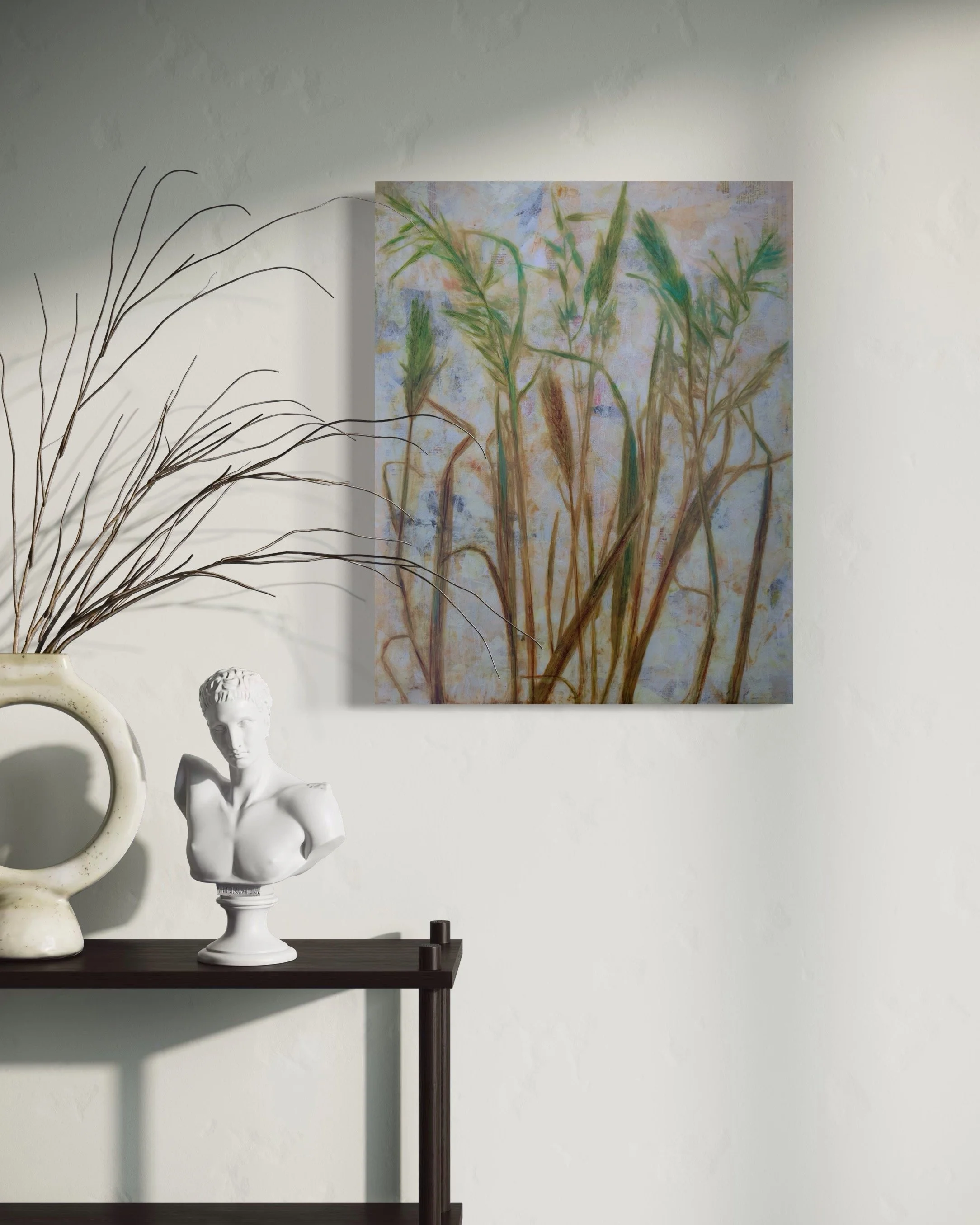 Only Here for a Minute, Acrylic and Mixed Media on cradled wood panel, 20 x 16, $700