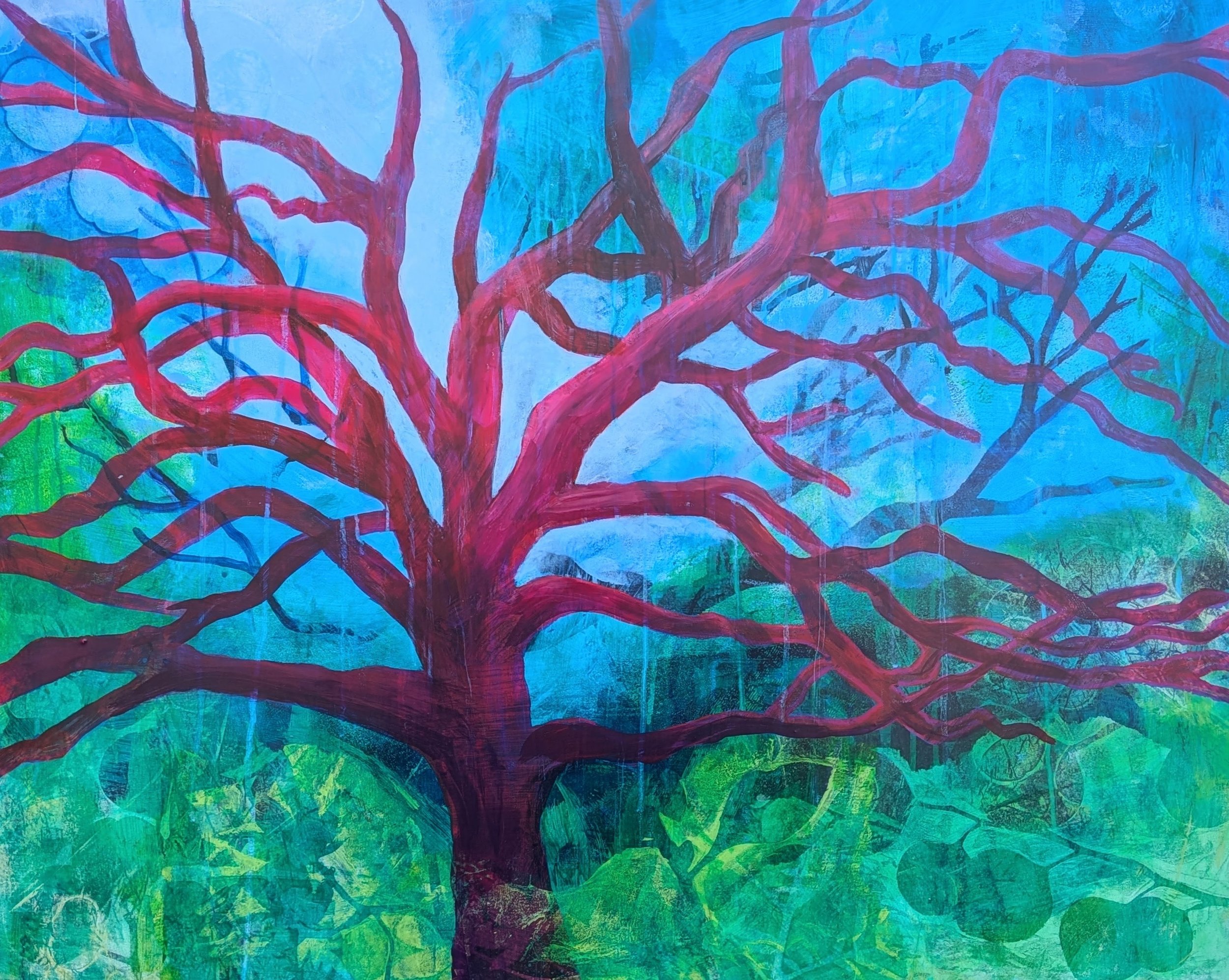 Fertile Grounds, Acrylic and Mixed Media on cradled wood panel, 24 x 30, $1100