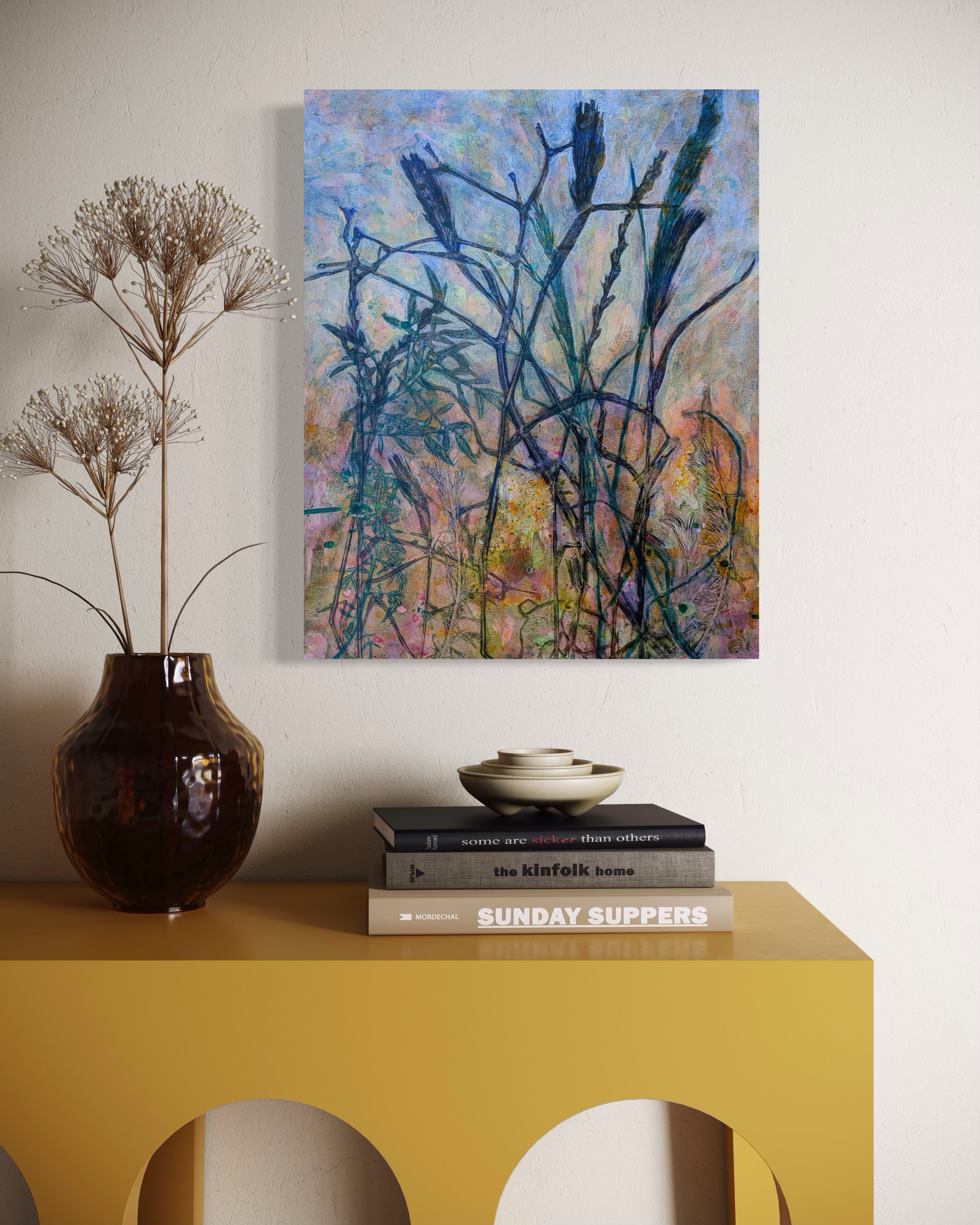 Morning Dance, Acrylic and Mixed Media on cradled wood panel, 18 x 14, $600