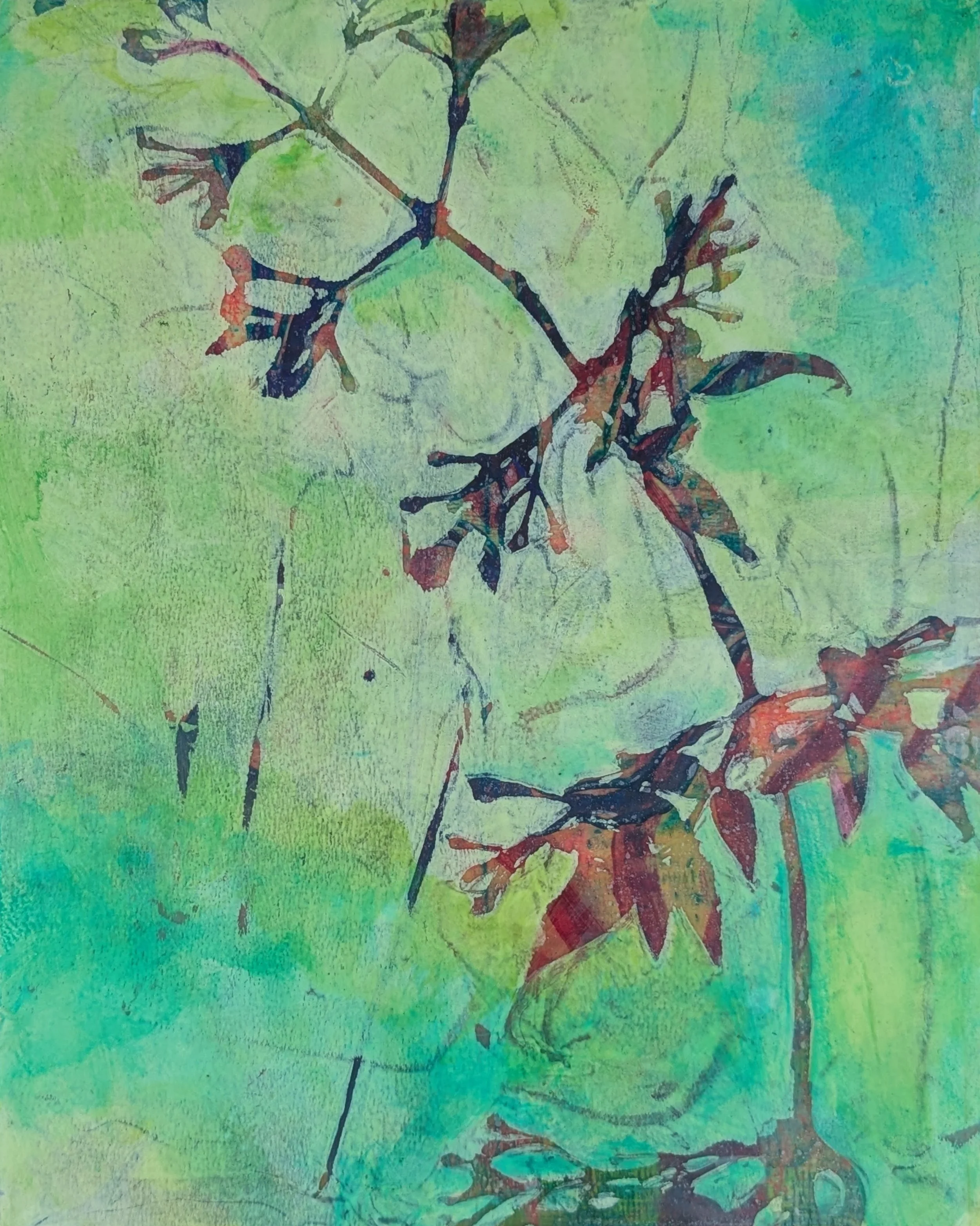 Jasmine Leaning, 10 x 8  x 1.5, Mixed Media and Acrylic on cradled wood panel $190 SOLD