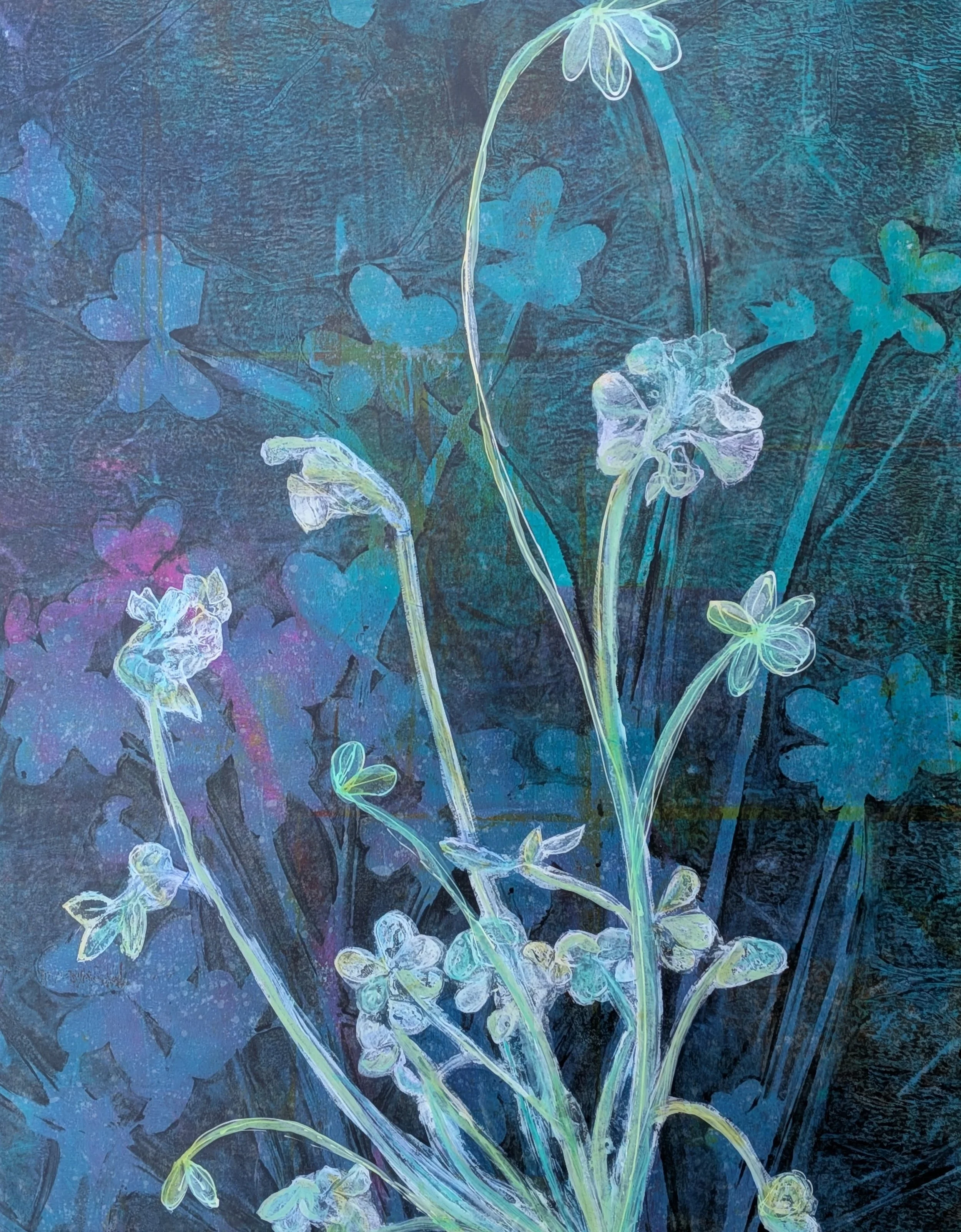 Love in the Shadows, Acrylic and Mixed Media on cradled wood panel, 14 x 11, $375