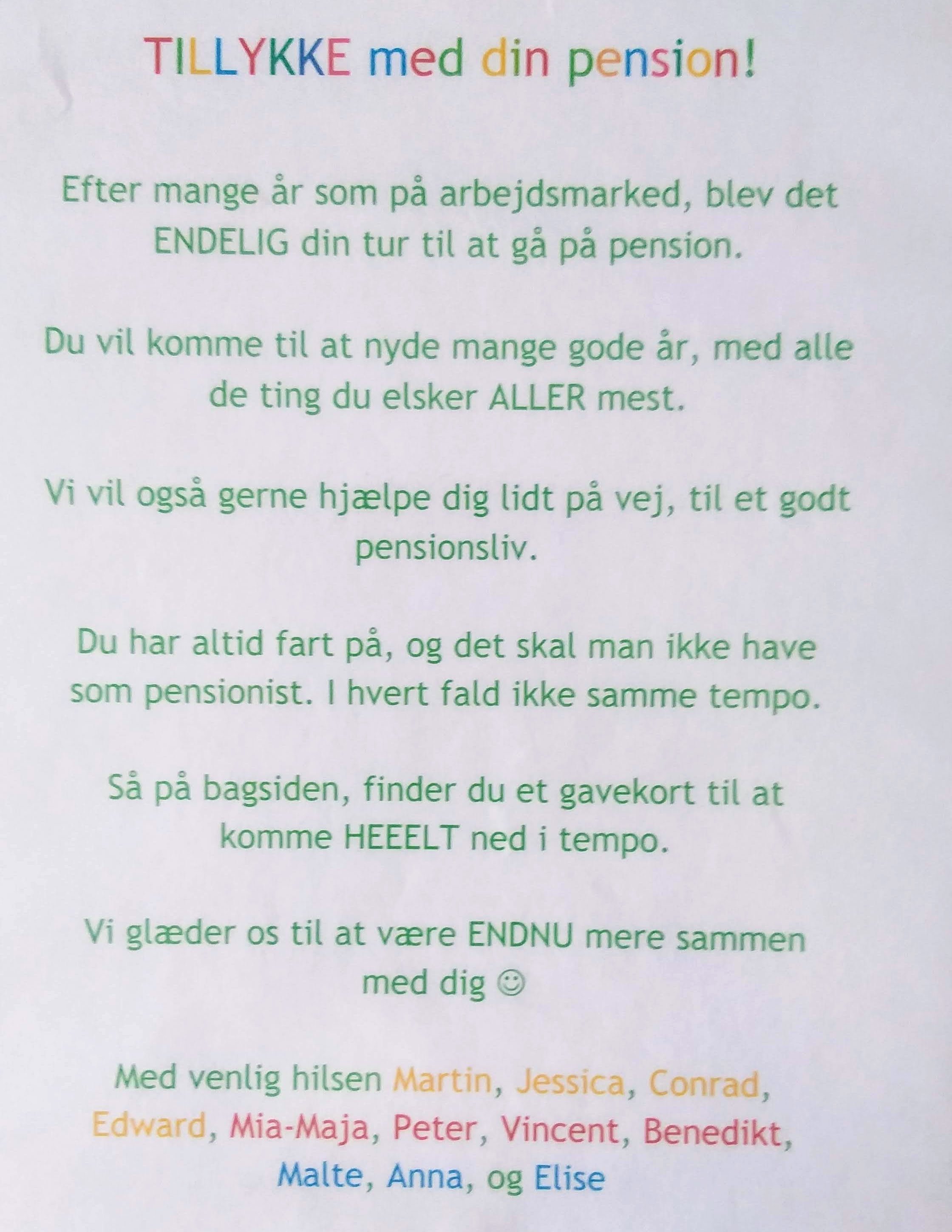 En skøn efterlønshilsen