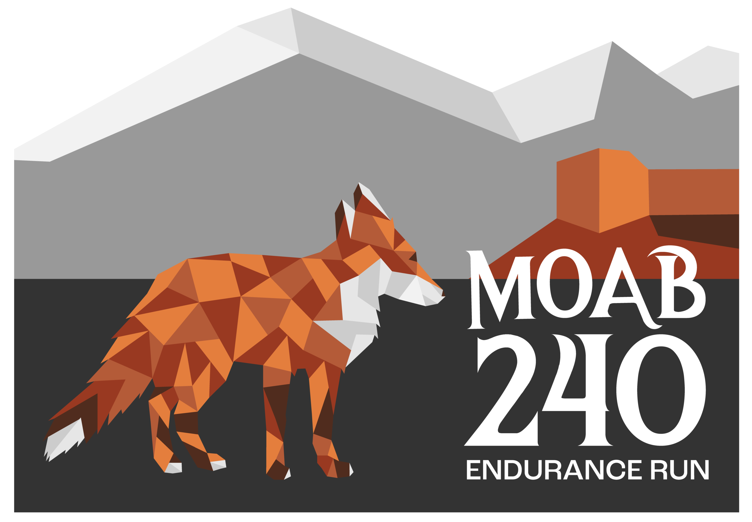 Moab 240 logo with La Sal mountains and a desert fox