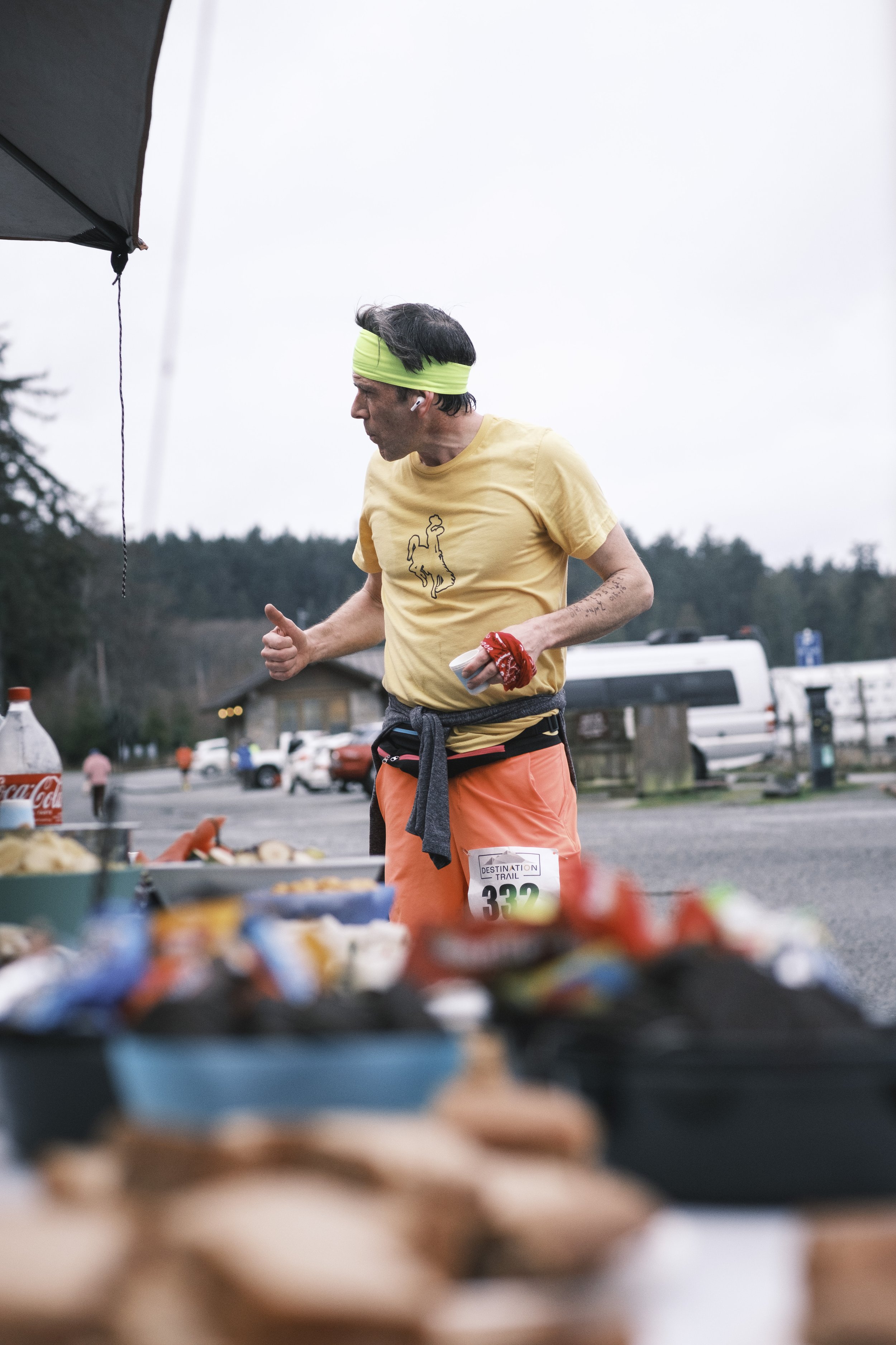 Runner at an aid station