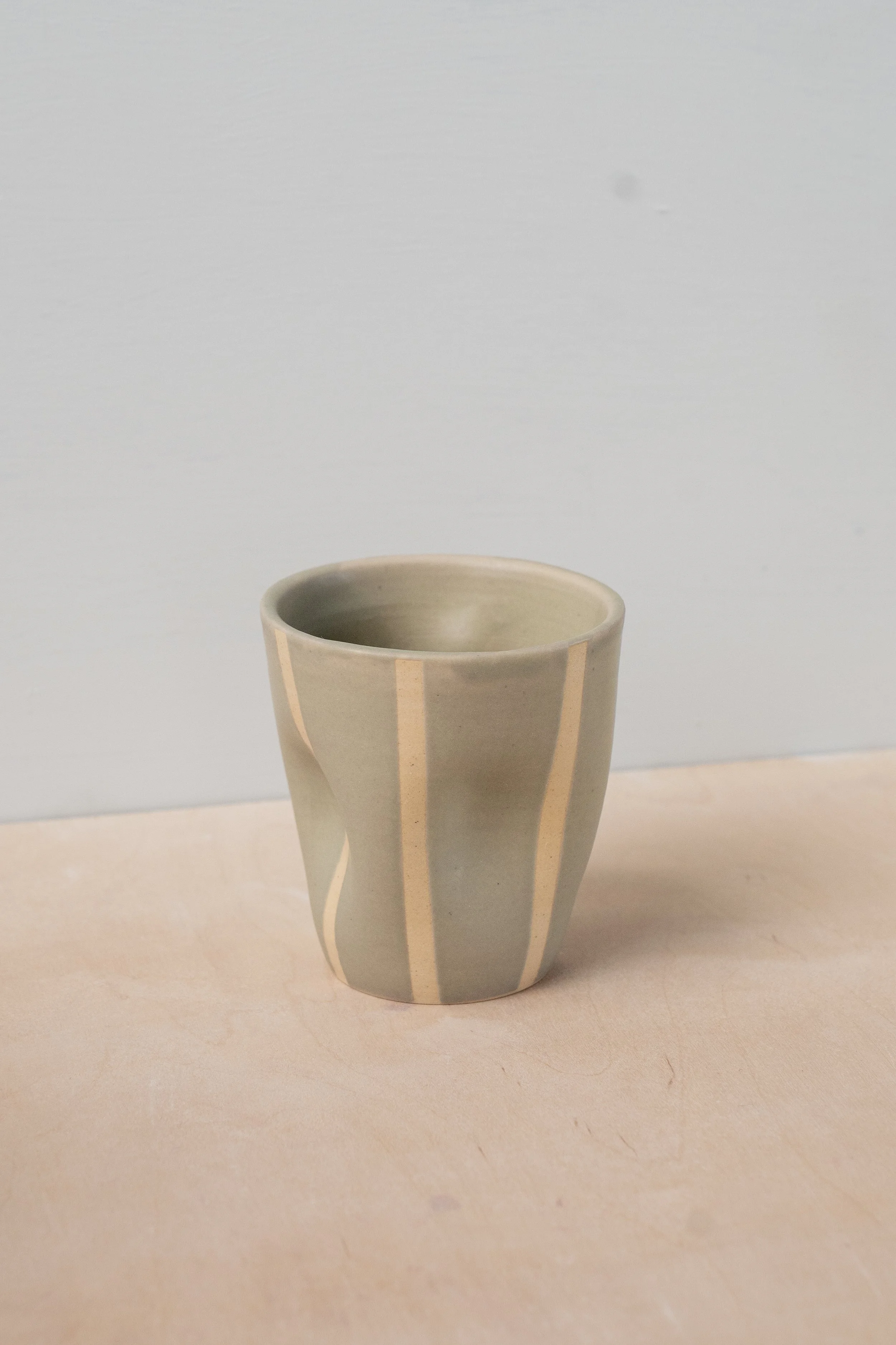 Mini Sage Striped Dimple Cup