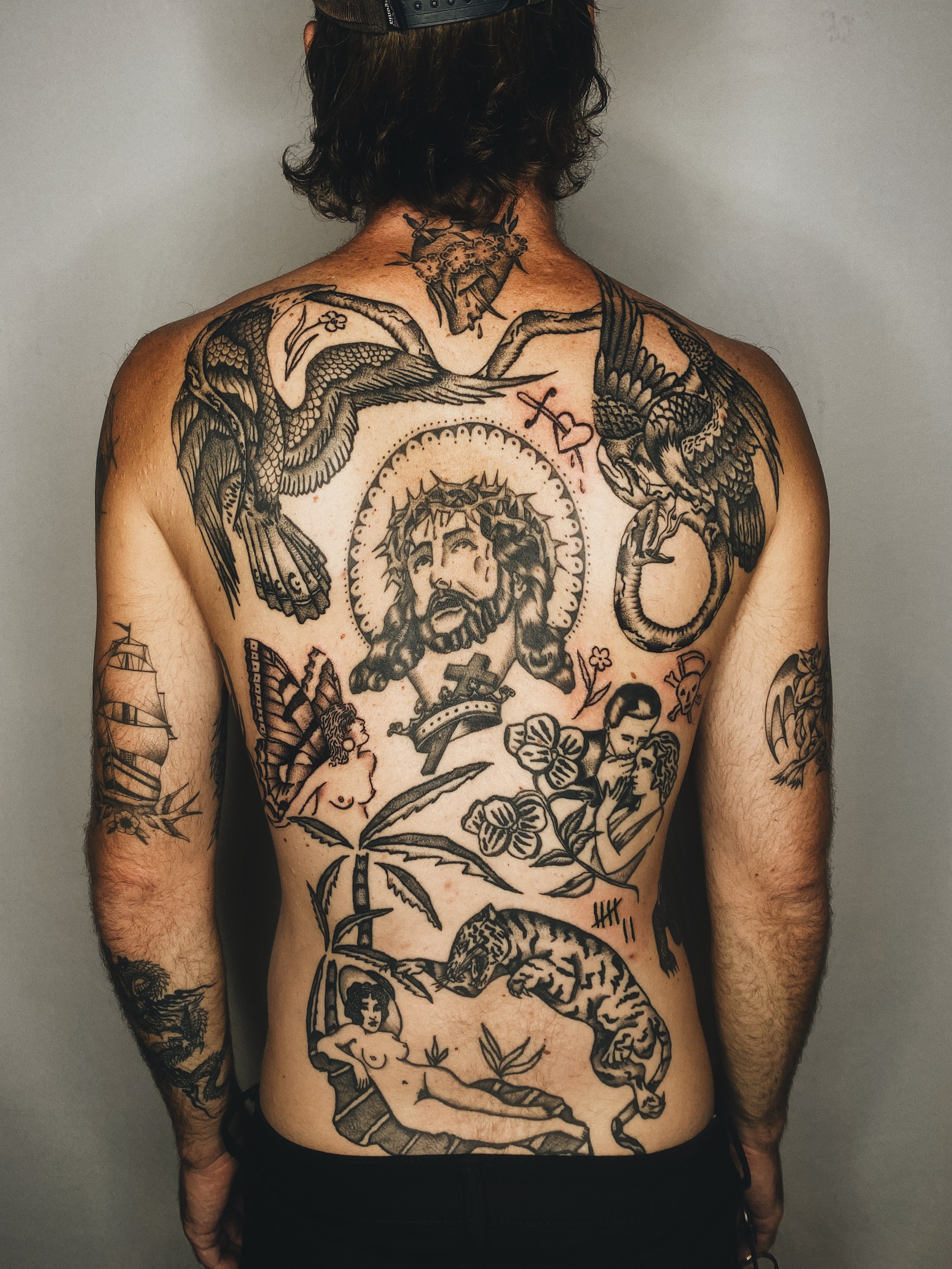 neo traditional jesus tattoo