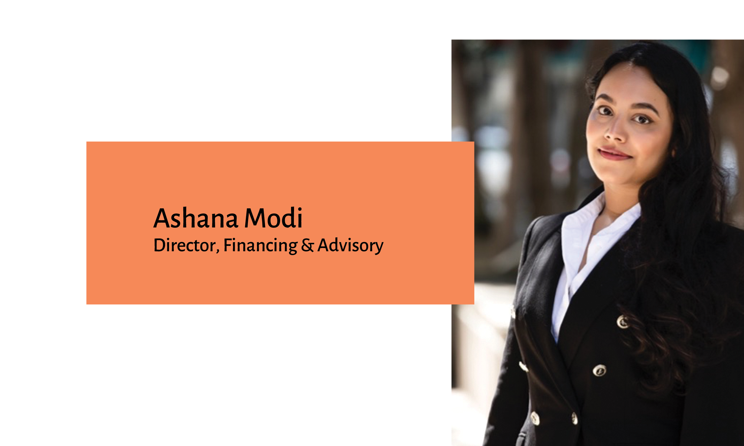 Meet Ashana, PERA’s new Director, Financing & Advisory