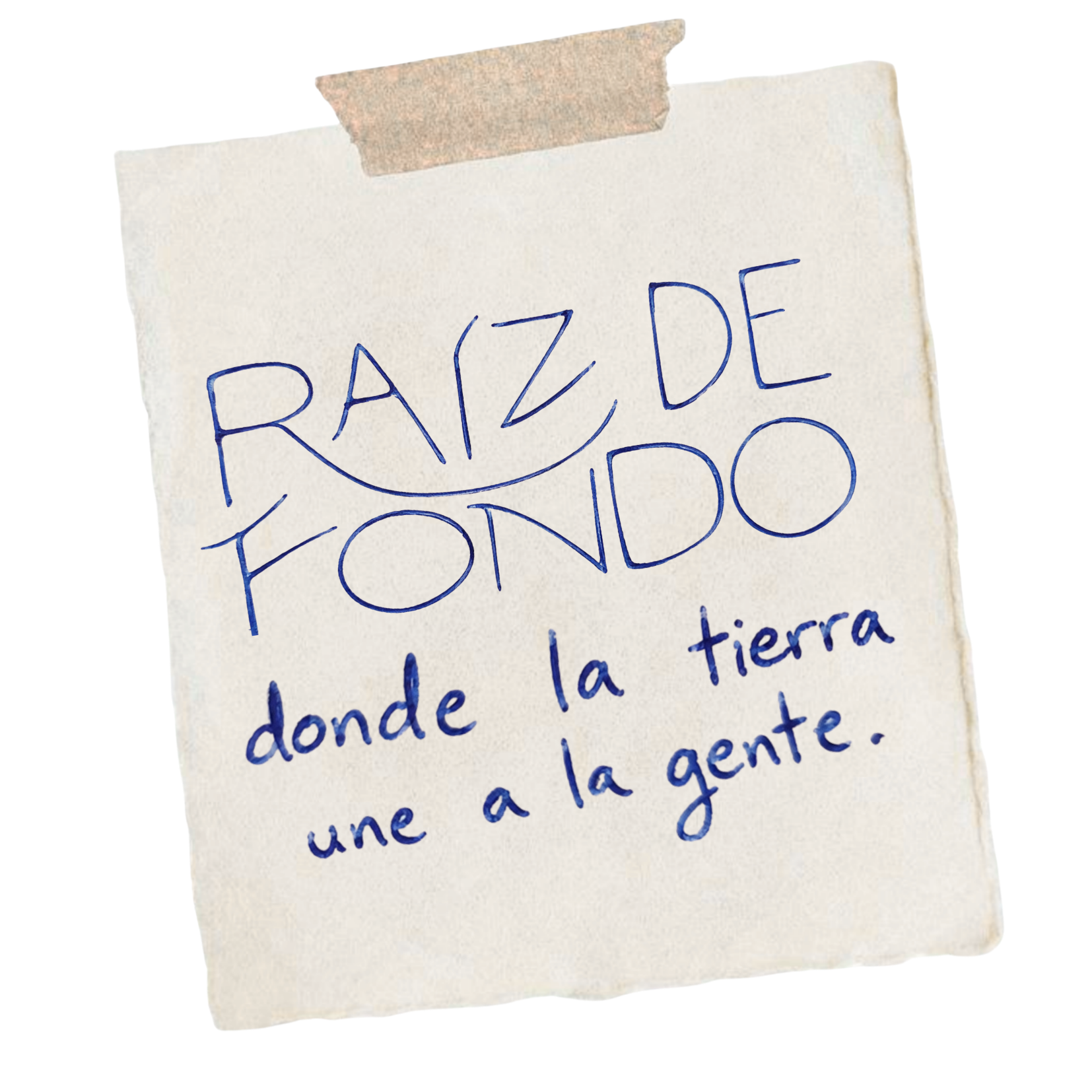 Papel tapiz con una nota escrita a mano que dice "Gracias de fondó" en letras azules y un trozo de cinta de papel que lo sujeta en la parte superior.