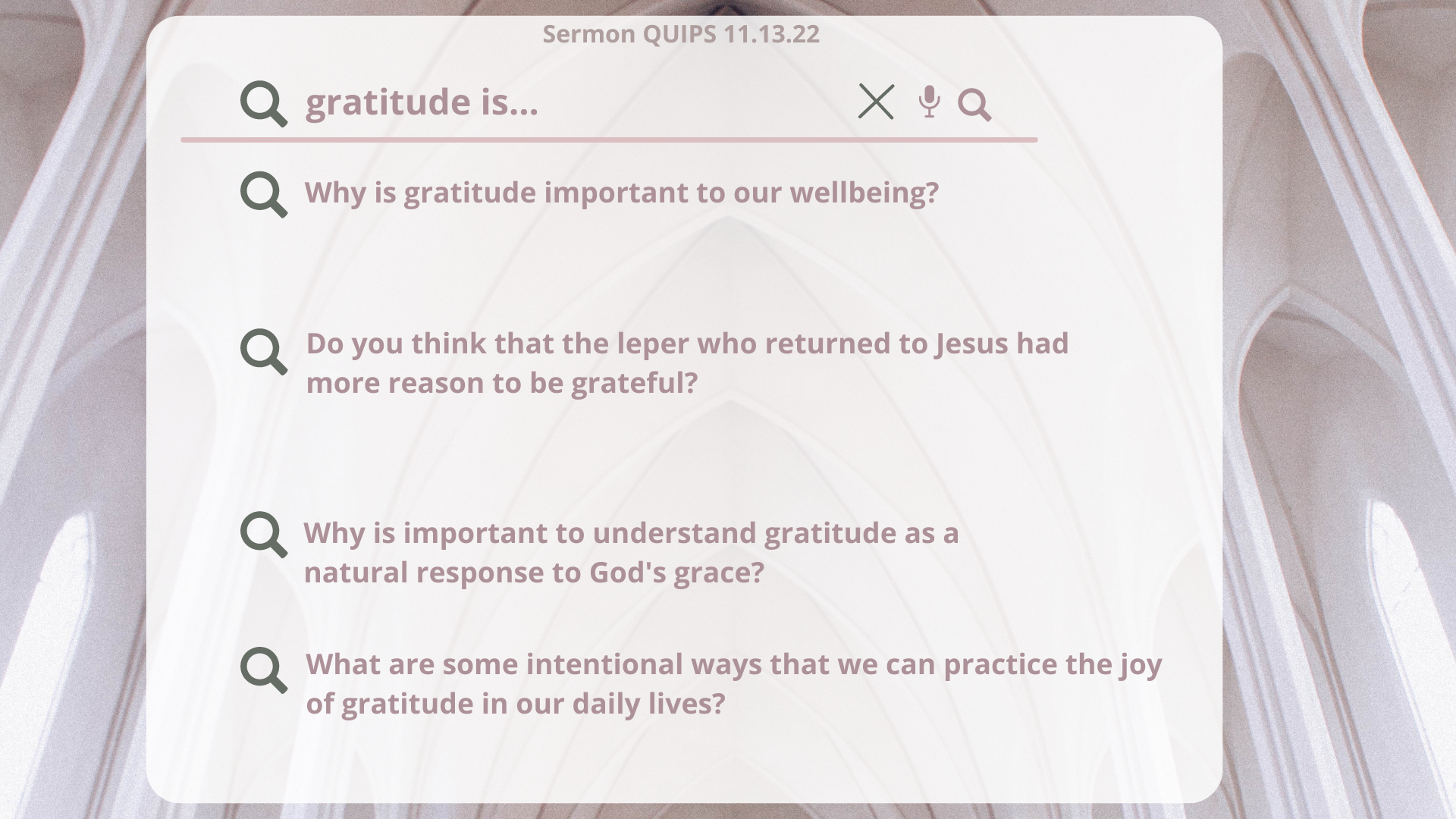 Sermon QUIPS for Nov. 13th