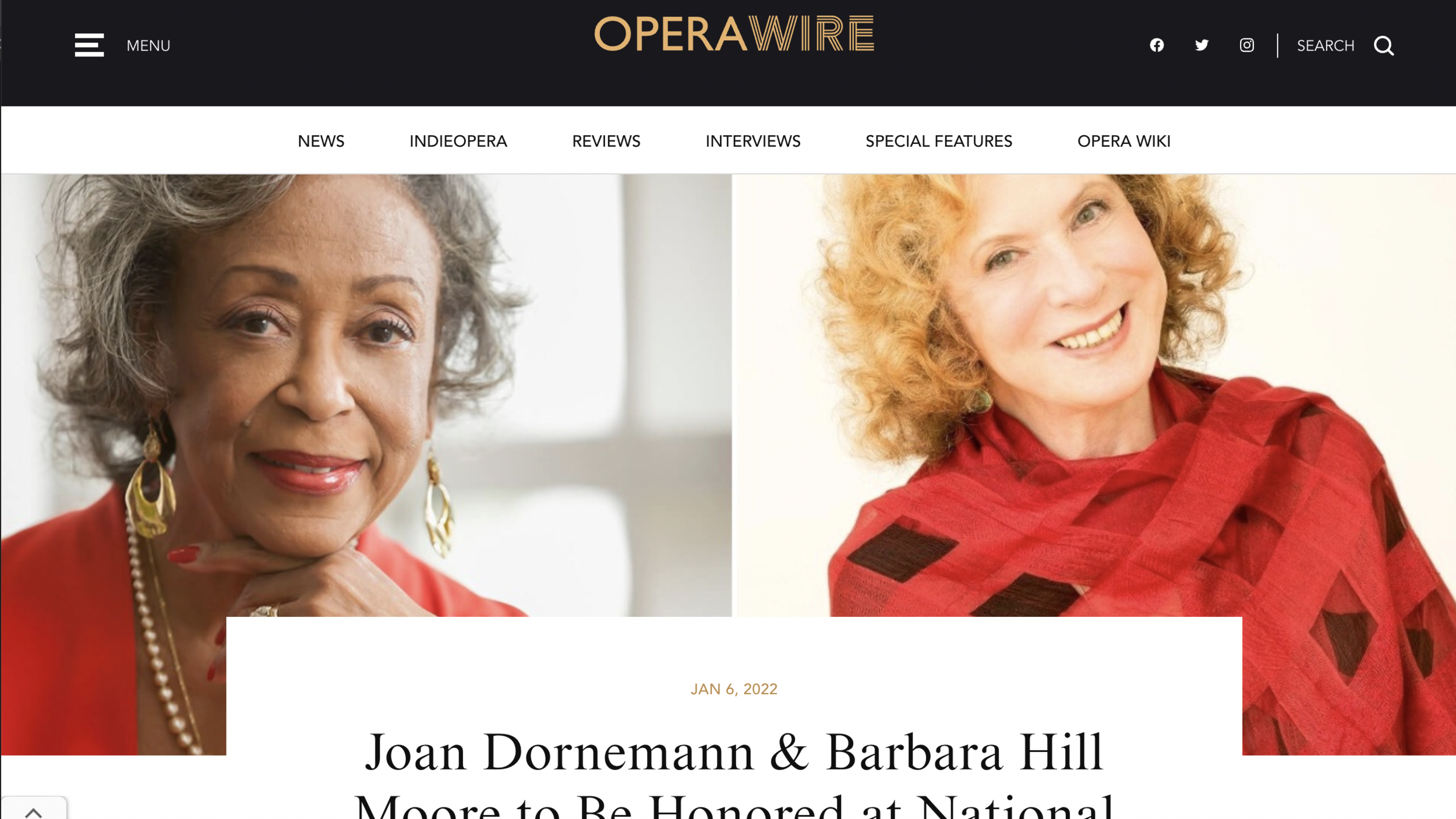 Barbara Hill Moore honored by National Opera Assocation