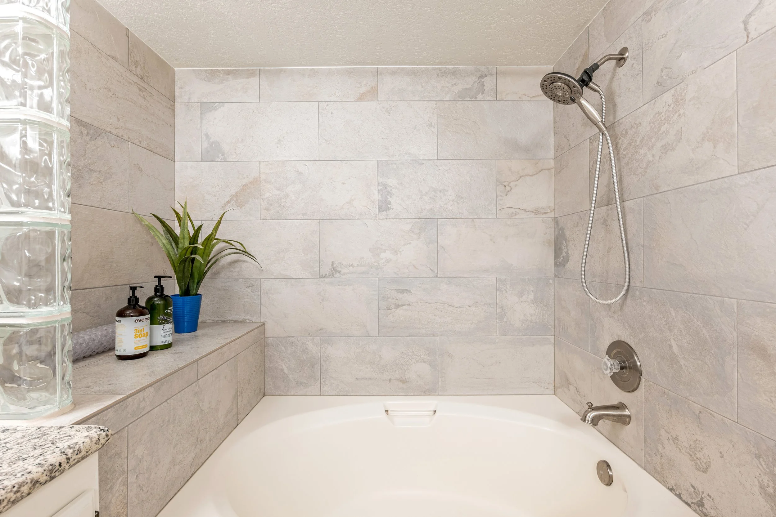 Enjoy soaking in the garden tub.