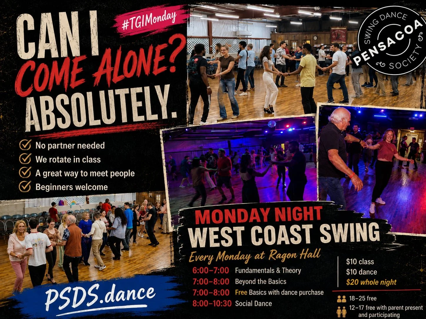 Can I Come Alone to West Coast Swing in Pensacola?