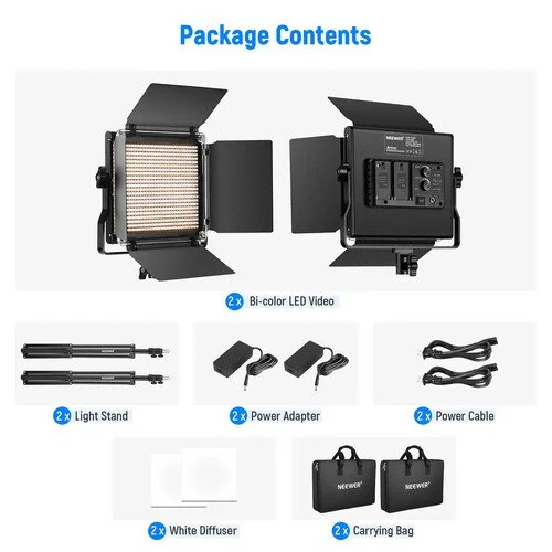Neewer Bi-Color Video LED 2-Light Kit with Stands