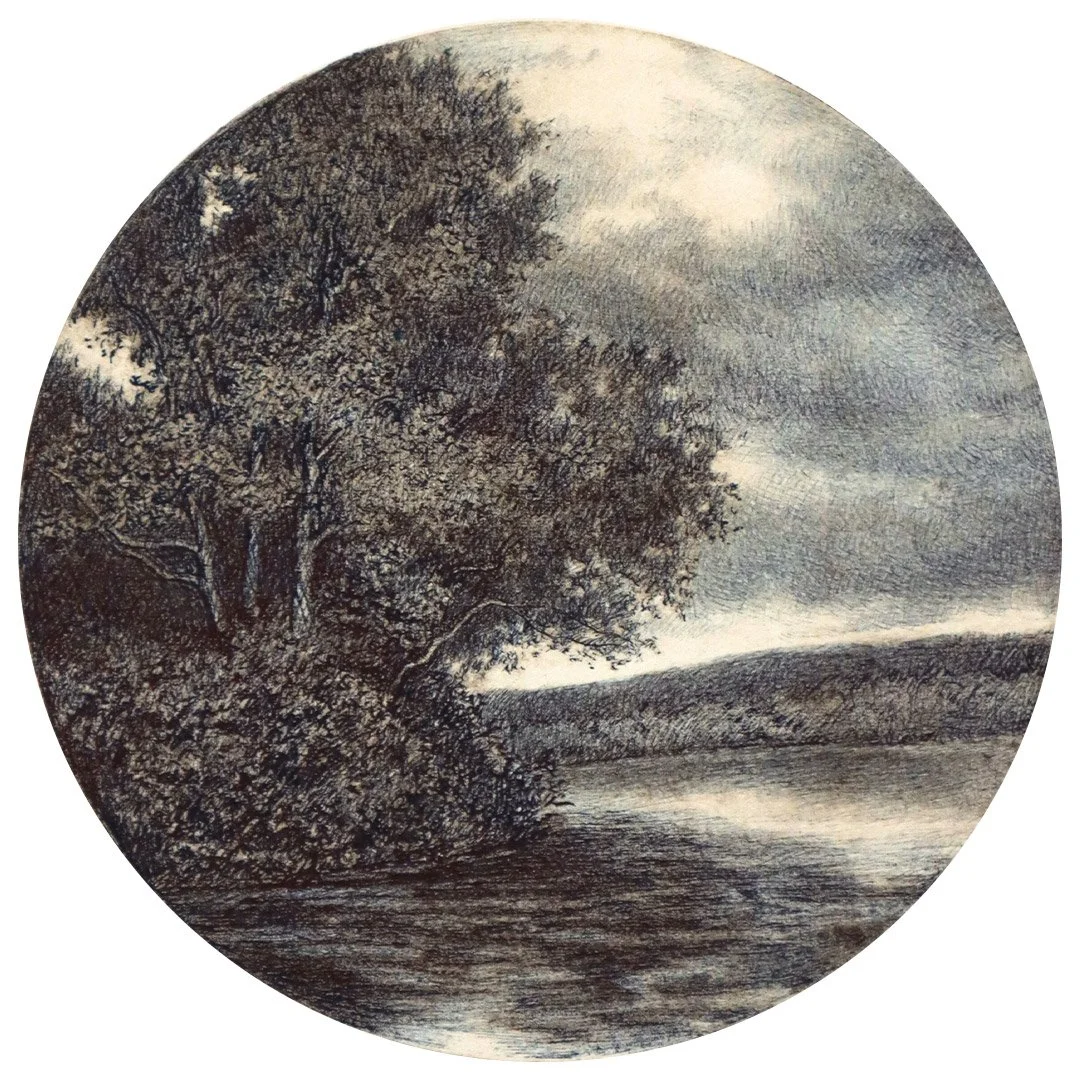 Tondo Drawing I: Banks of a Lake