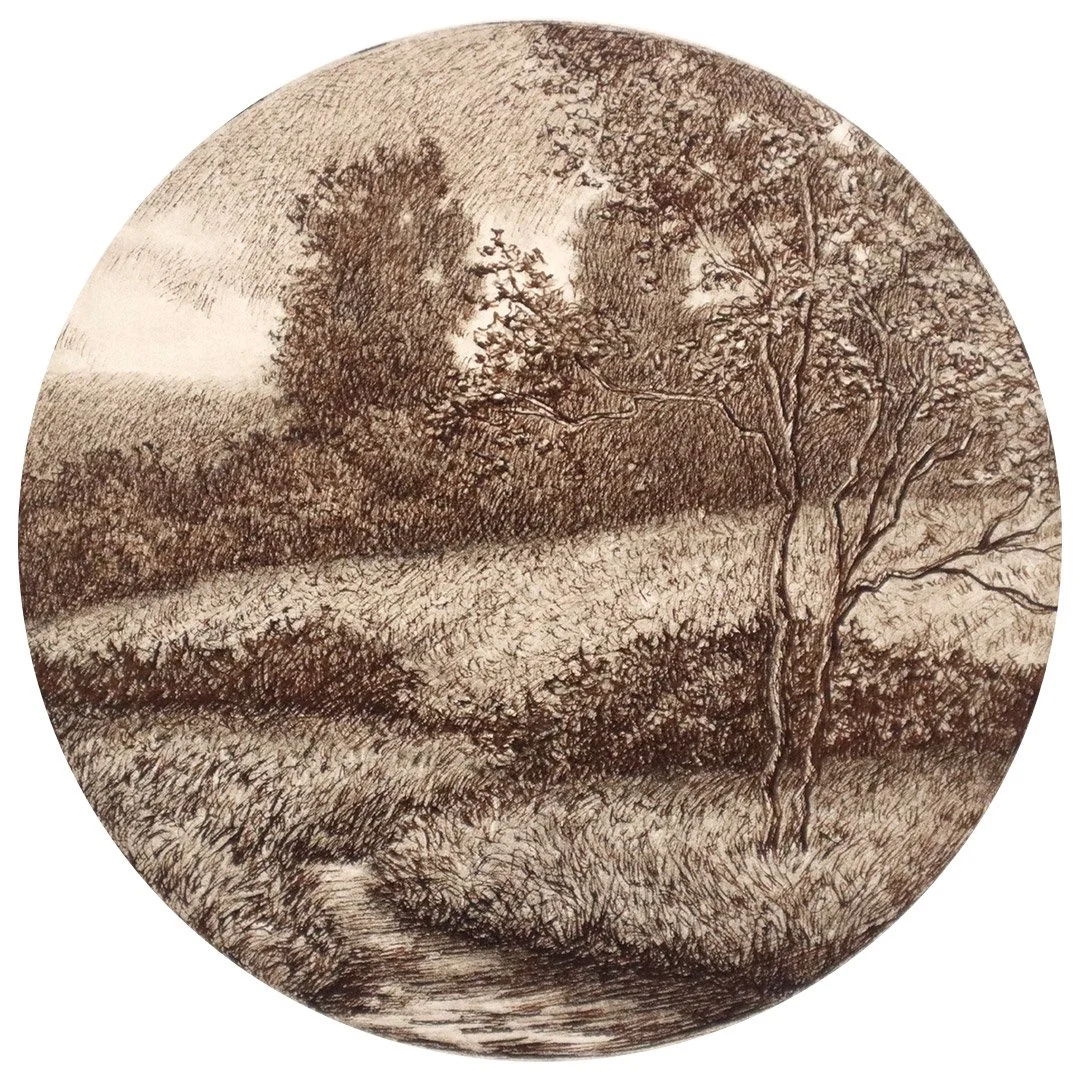 Tondo Drawing VI: Stream Through a Field