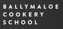 Text reading 'Ballymaloe Cookery School' on a black background.