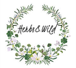 Floral wreath with green leaves and small white flowers, with the words 'Thanks’ written in the center.