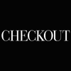 Black background with the word 'CHECKOUT' in white capital letters