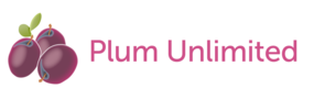 Logo with two purple plums and the text 'Plum Unlimited'
