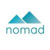 Nomad logo featuring stylized mountain peaks in blue with the word 'nomad' underneath.