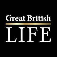 Text on black background reading 'Great British LIFE' with a gold line underneath