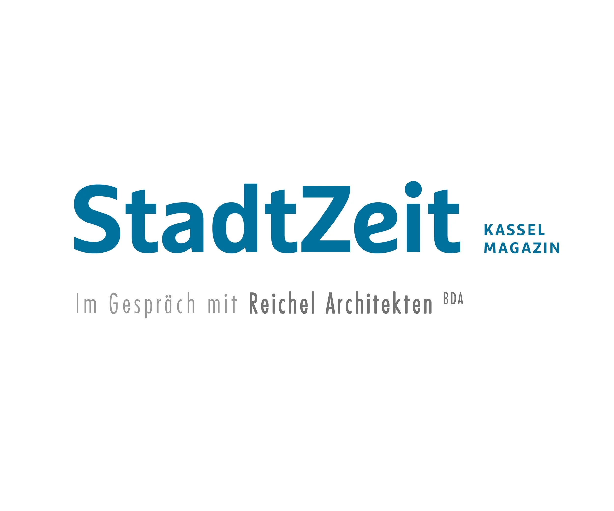 Logo des StadtZeit Kassel Magazins mit dem Text 'Im Gespräch mit Reichel Architekten BDA'.