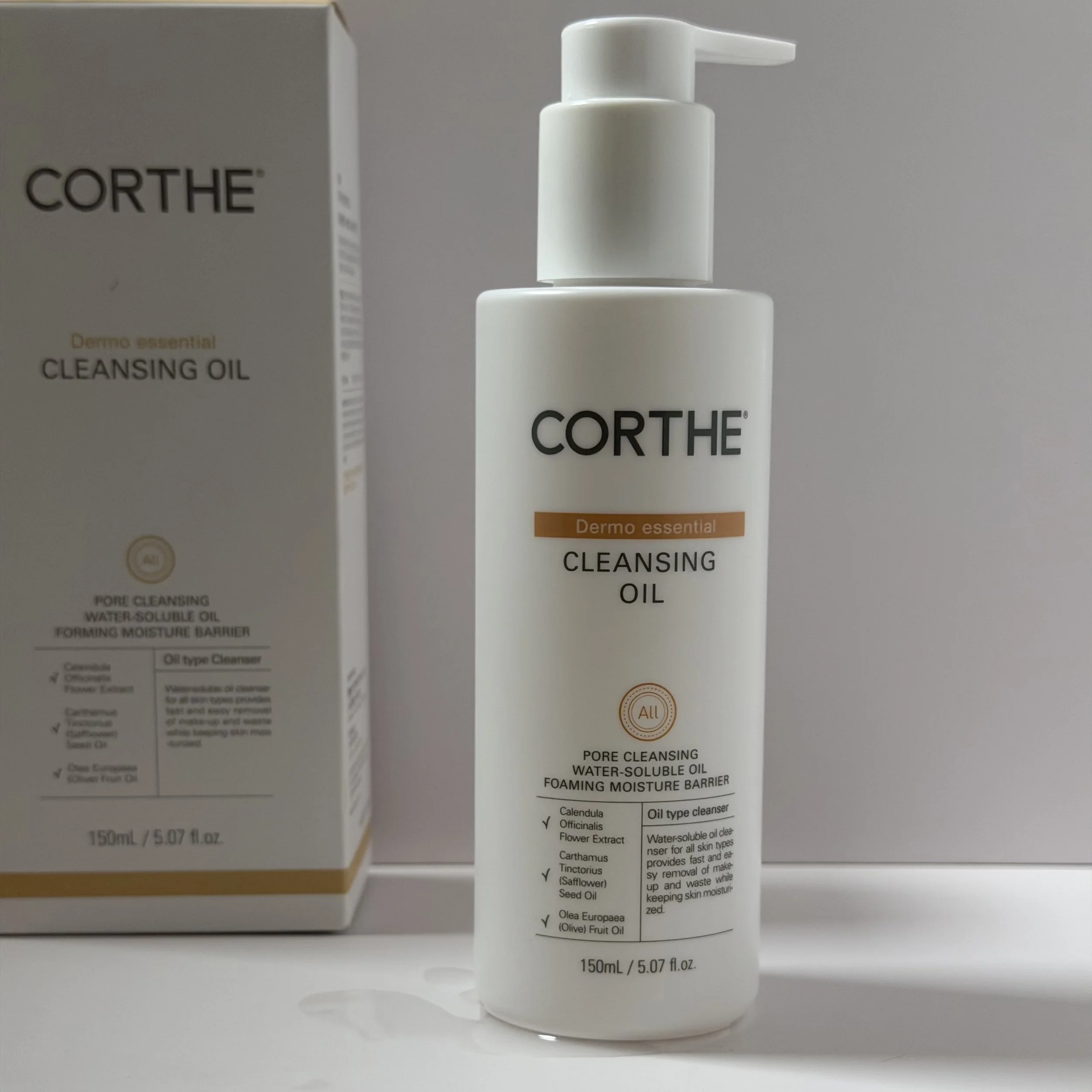 Oil cleanser that removes makeup and excess oil without stripping the skin.”  “Hydrating and soothing Korean cleansing oil for all skin types.