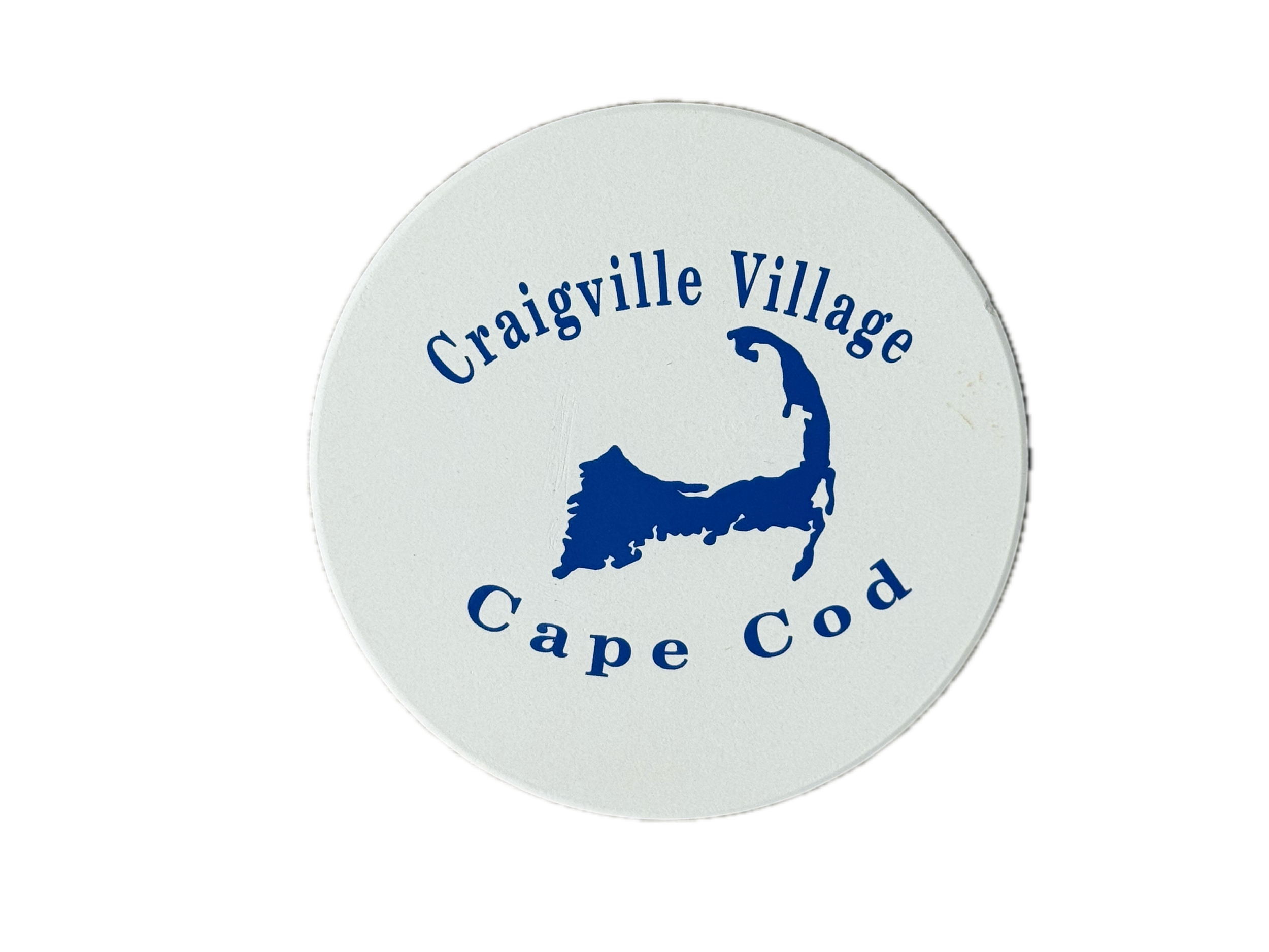 Coaster with Craigville Village logo screen printed