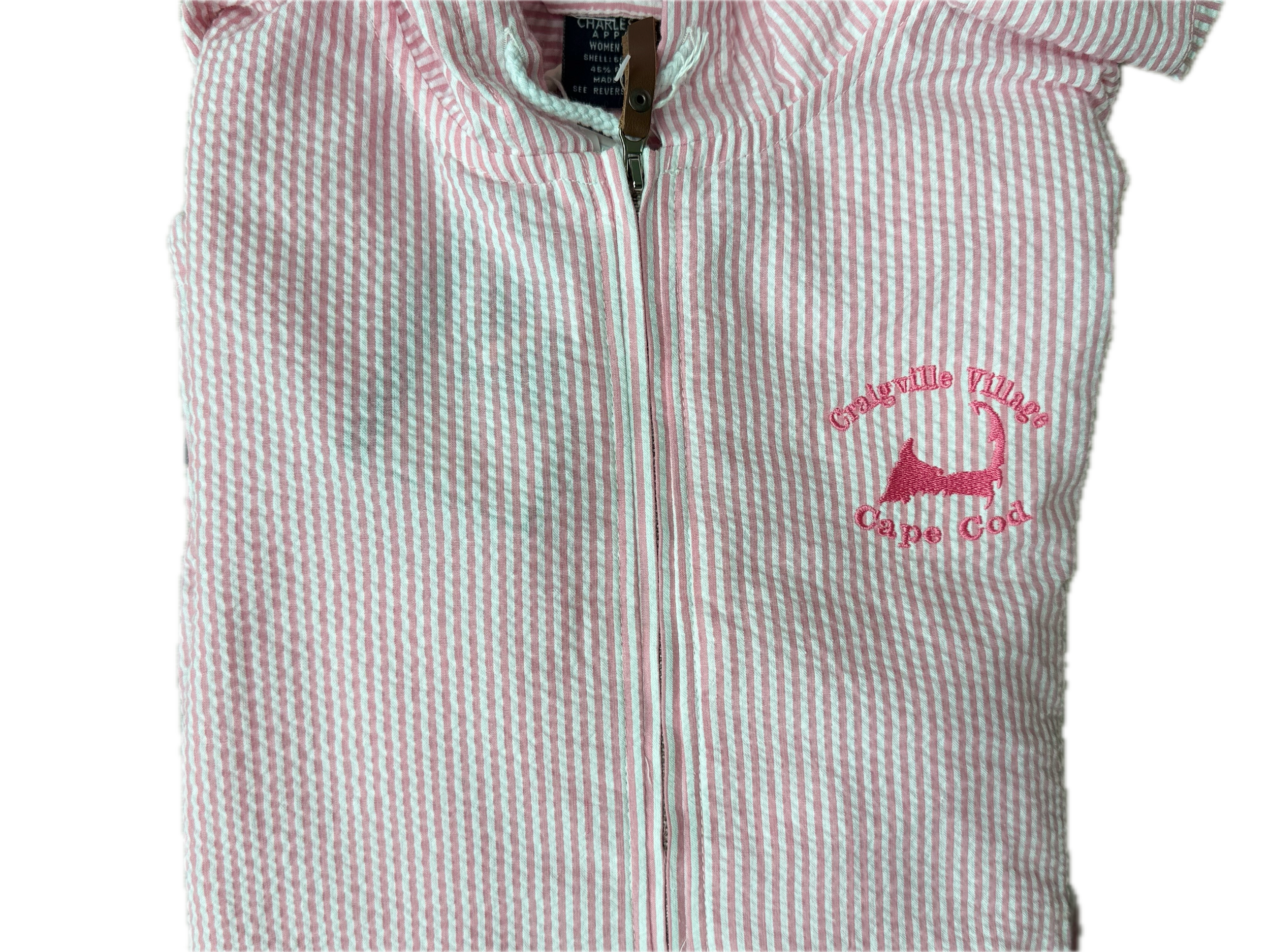 1/4 Zip Pullover Jacket - Ladies Pink/White
