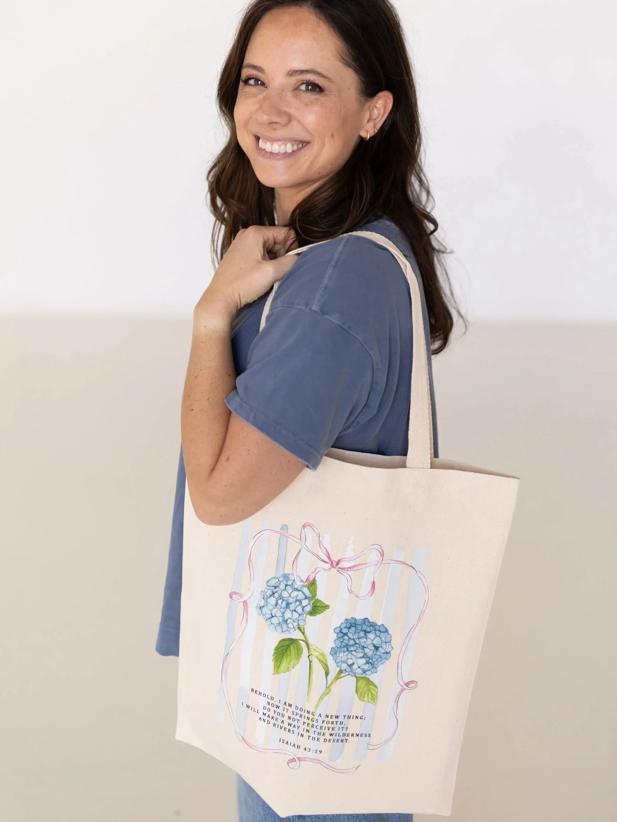 Behold the New - Isaiah 43:19 Hydrangea Tote Bag