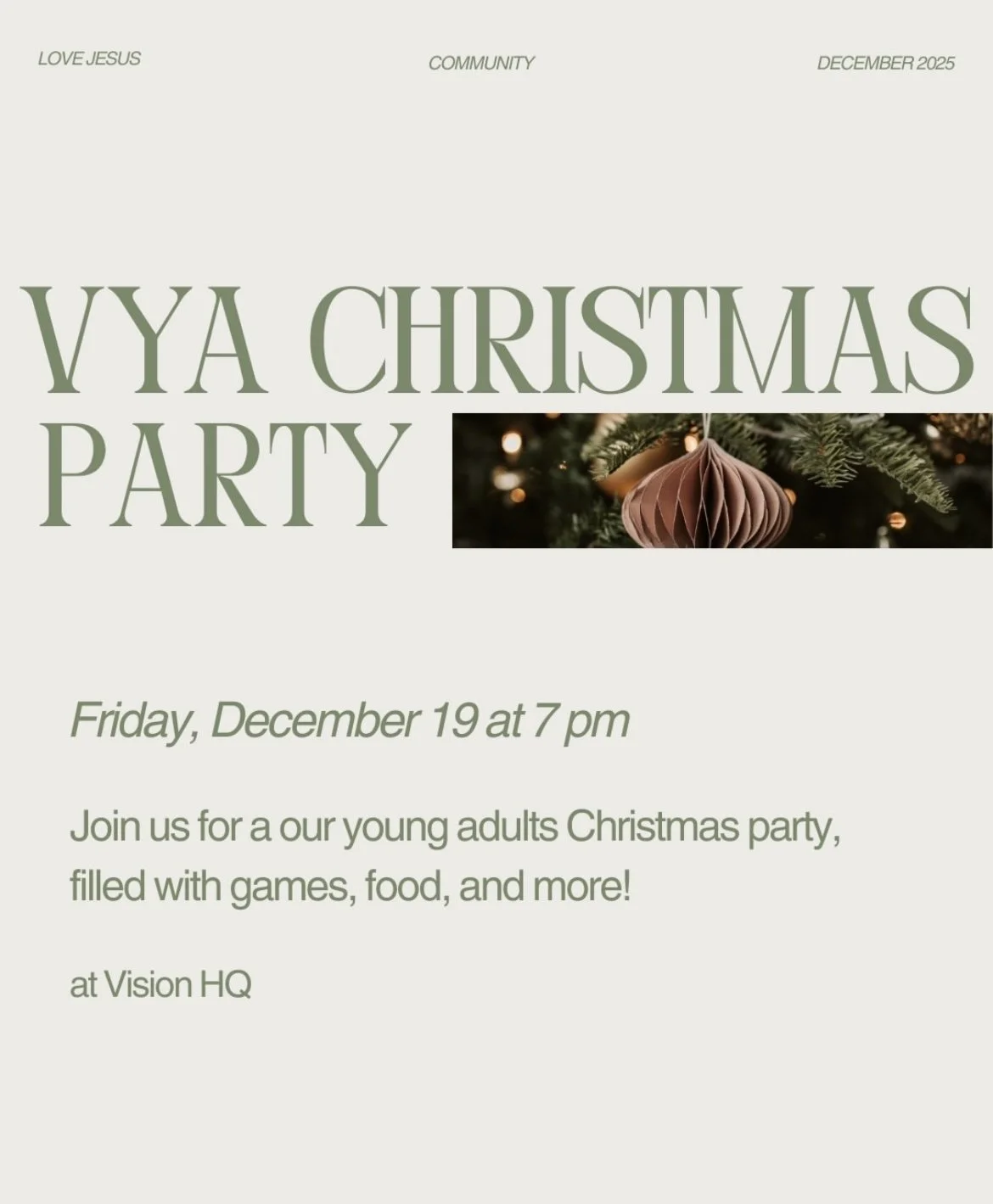 VISION YOUNG ADULTS CHRISTMAS PARTY